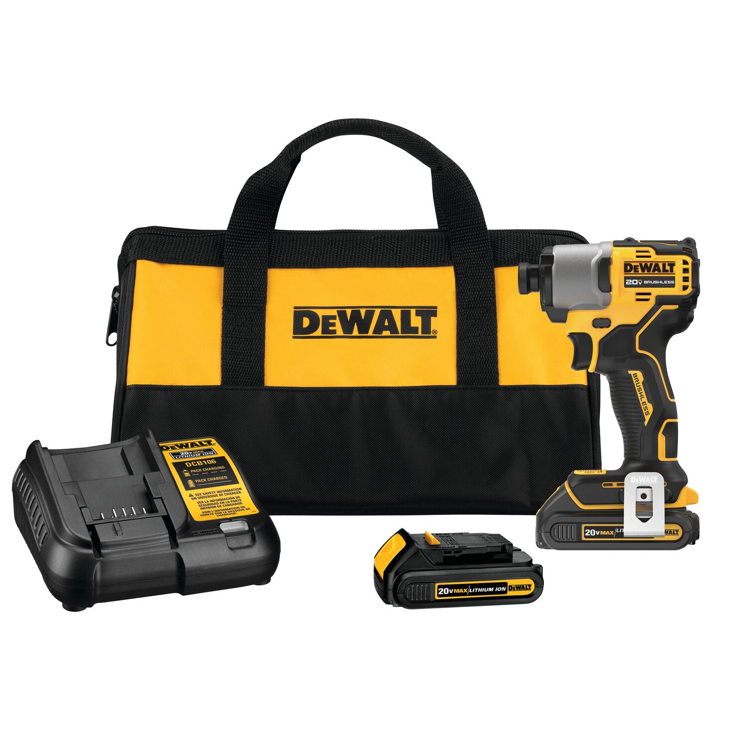 DEWALT Brushless 20-volt Max 1/4-in Variable Speed Cordless Impact Driver (2-Batteries Included) in the Impact Drivers department at Lowes.com