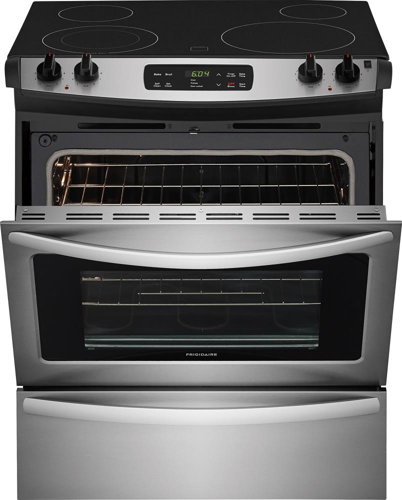 Frigidaire 30 In Glass Top 4 Elements 4 6 Cu Ft Self Cleaning Slide In Electric Range Stainless