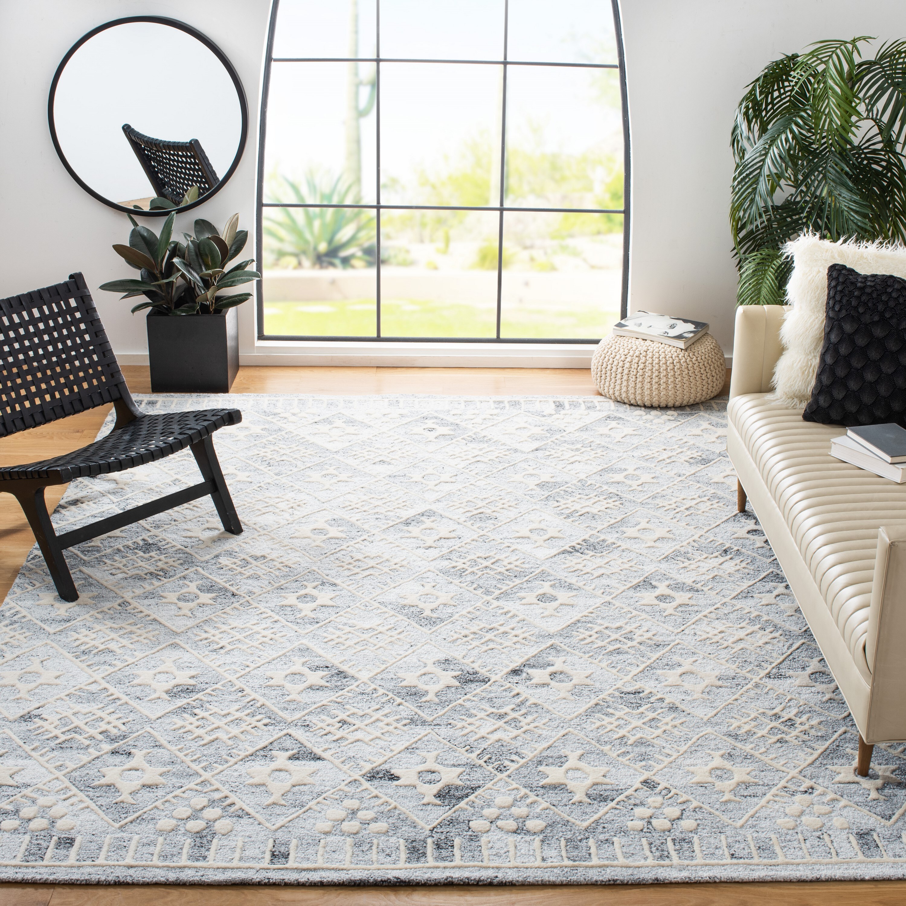 allen + roth 9 x 12 Tonal Grey Indoor/Outdoor Medallion Area Rug in the Rugs  department at