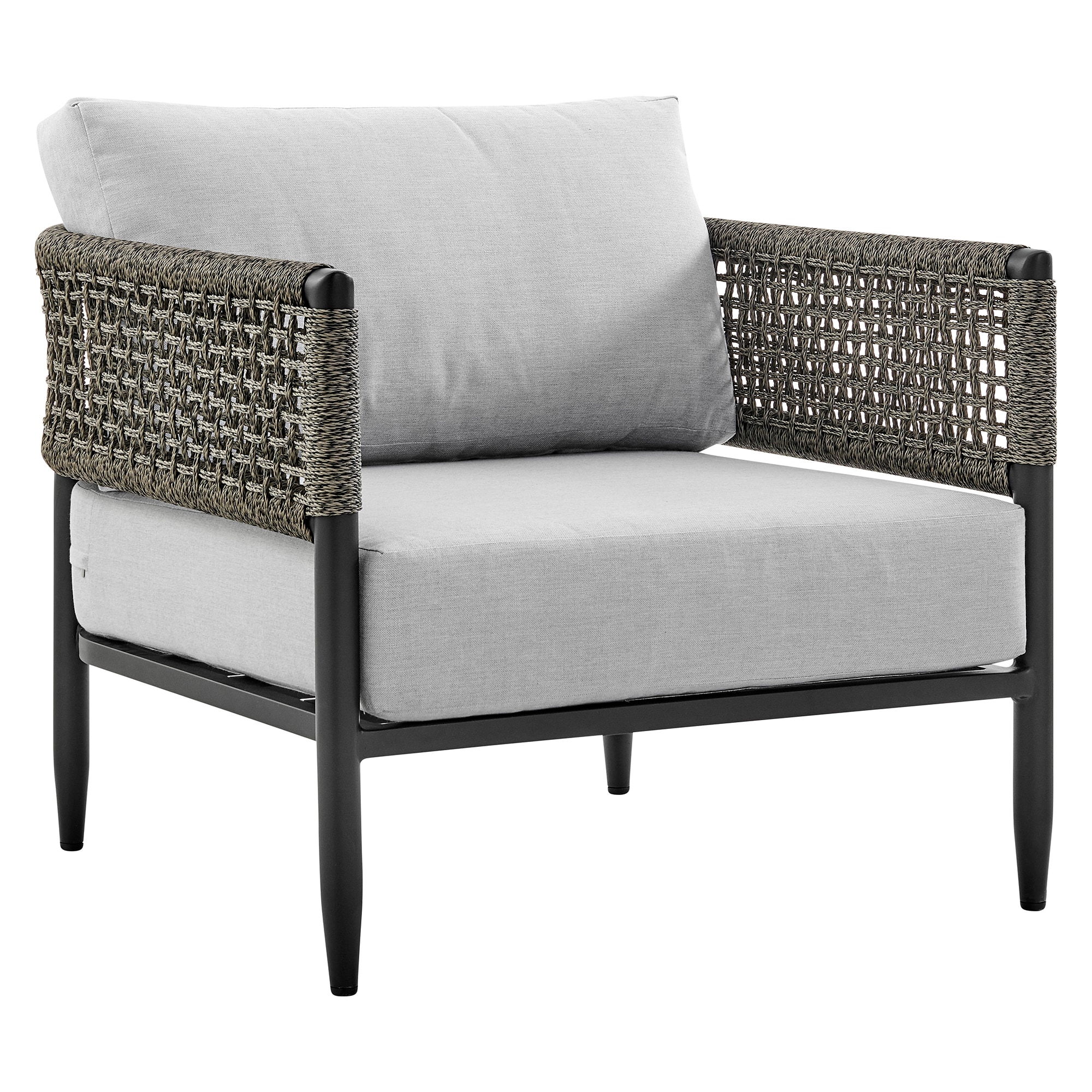 Alegria 4-Piece Black Aluminum and Rope Outdoor Conversation Set