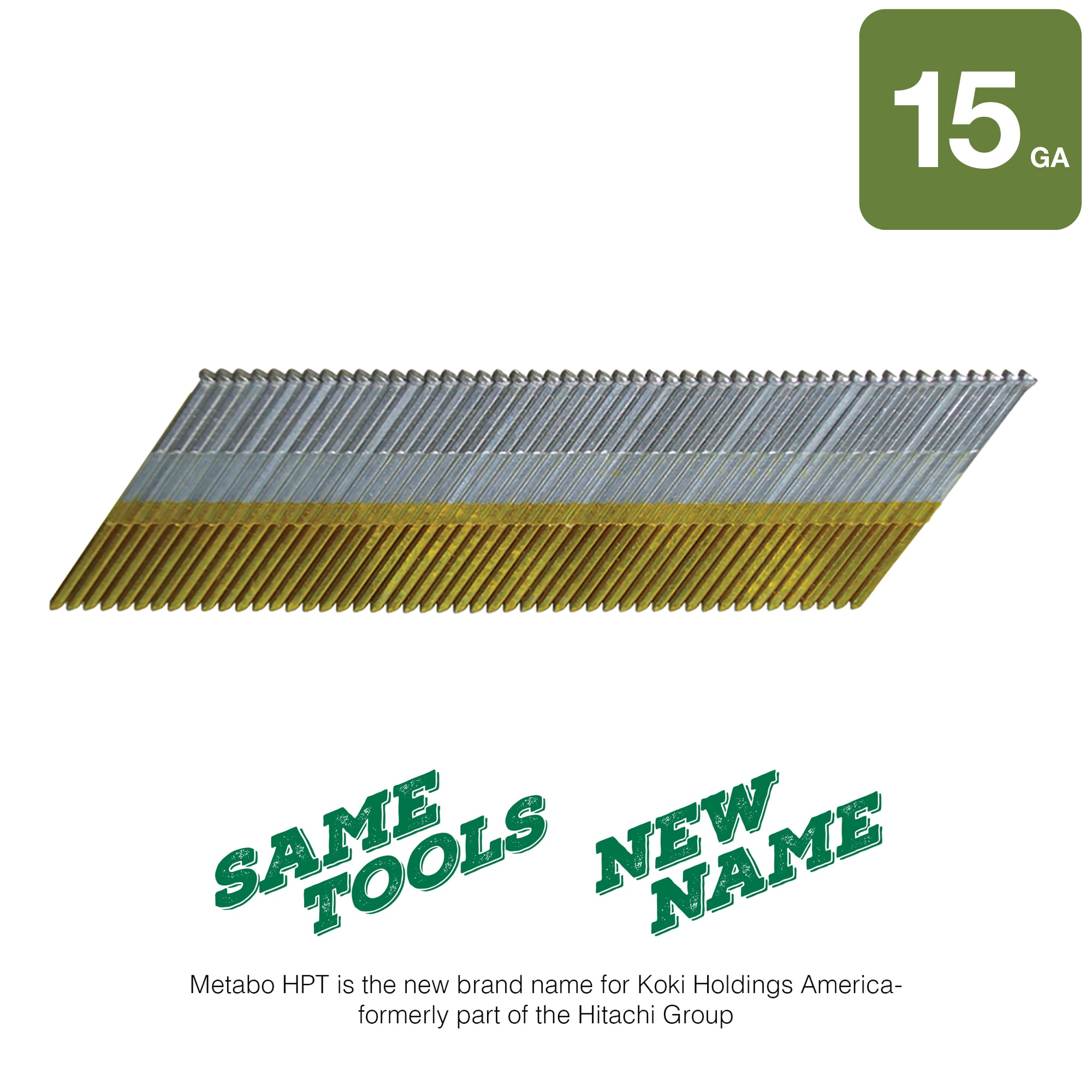 Metabo HPT 1-1/2-in 15-Gauge Angled Electro-Galvanized Collated Finish  Nails (1000-Per Box)