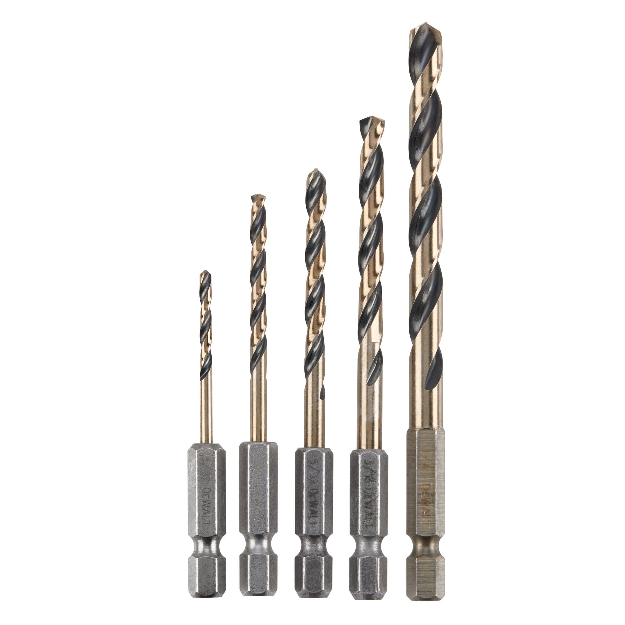 DEWALT DWAH1105 5 -Piece x Black and gold coated HSS Jobber length Twist Drill Bit Set