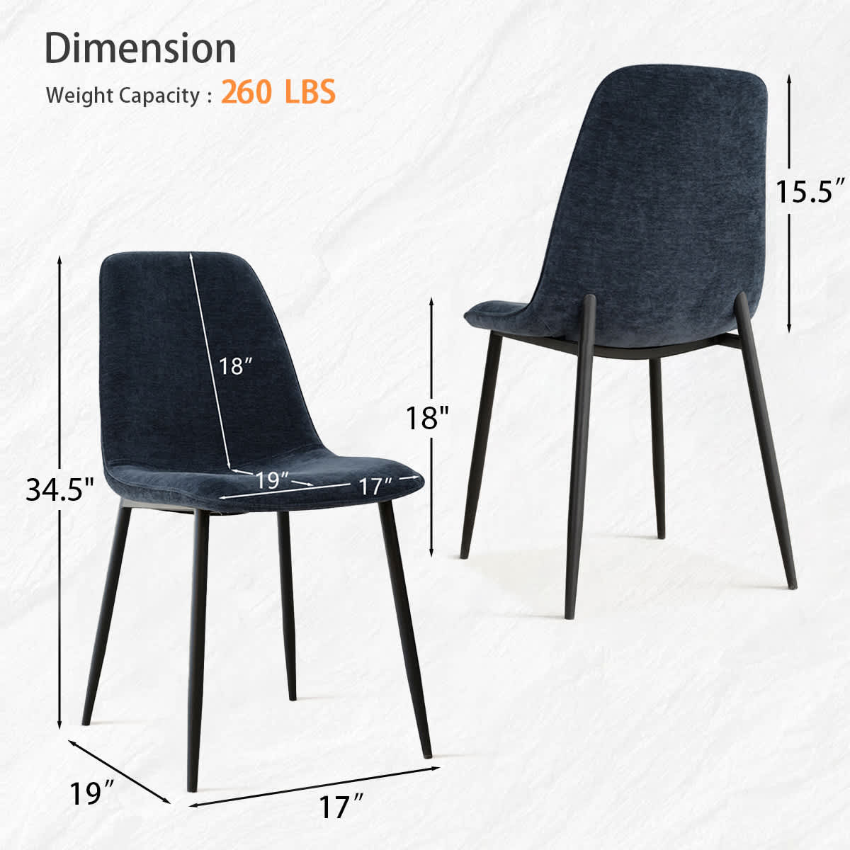 Maison Boucle OSLO-CHAIR-BK-DKBLUE Dining-Chairs - View #3