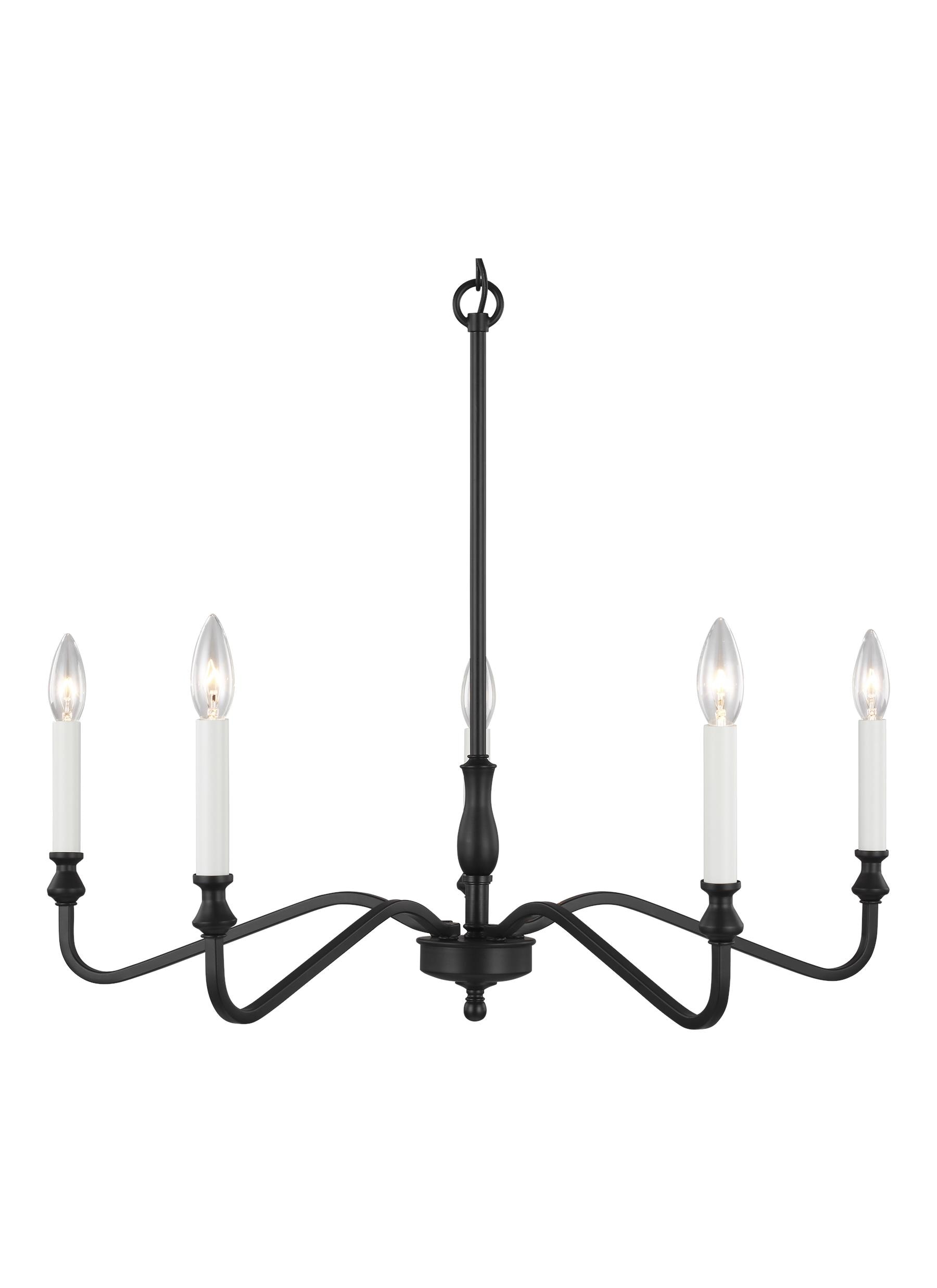 Generation Lighting 3001905-112 Lanne 5 -Light Black Traditional For Use in Bedrooms, Dining Rooms, Foyers, Kitchens, Living Rooms Chandelier