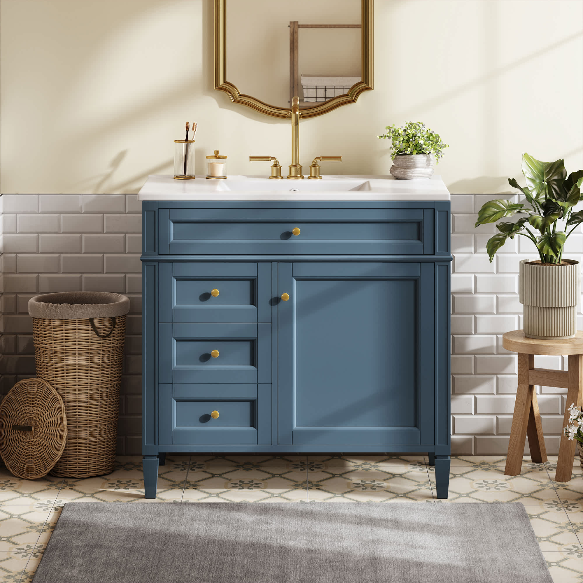 MooxvMoo 36-in Bathroom Vanity with Top Sink snd Storage Cabinet #MXVOC332