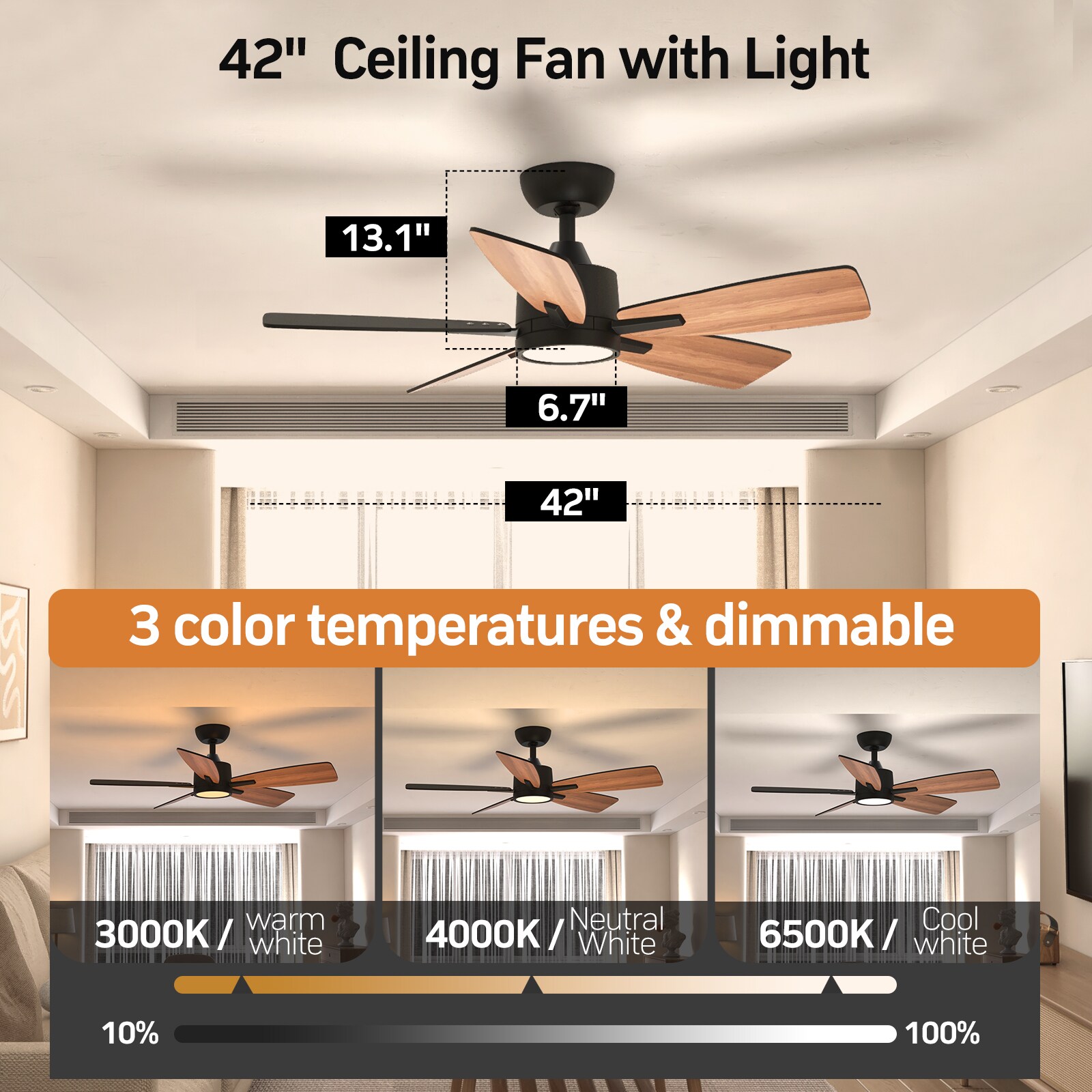 TALOYA TLY42-BK-5D-S5 Ceiling-Fans - View #3