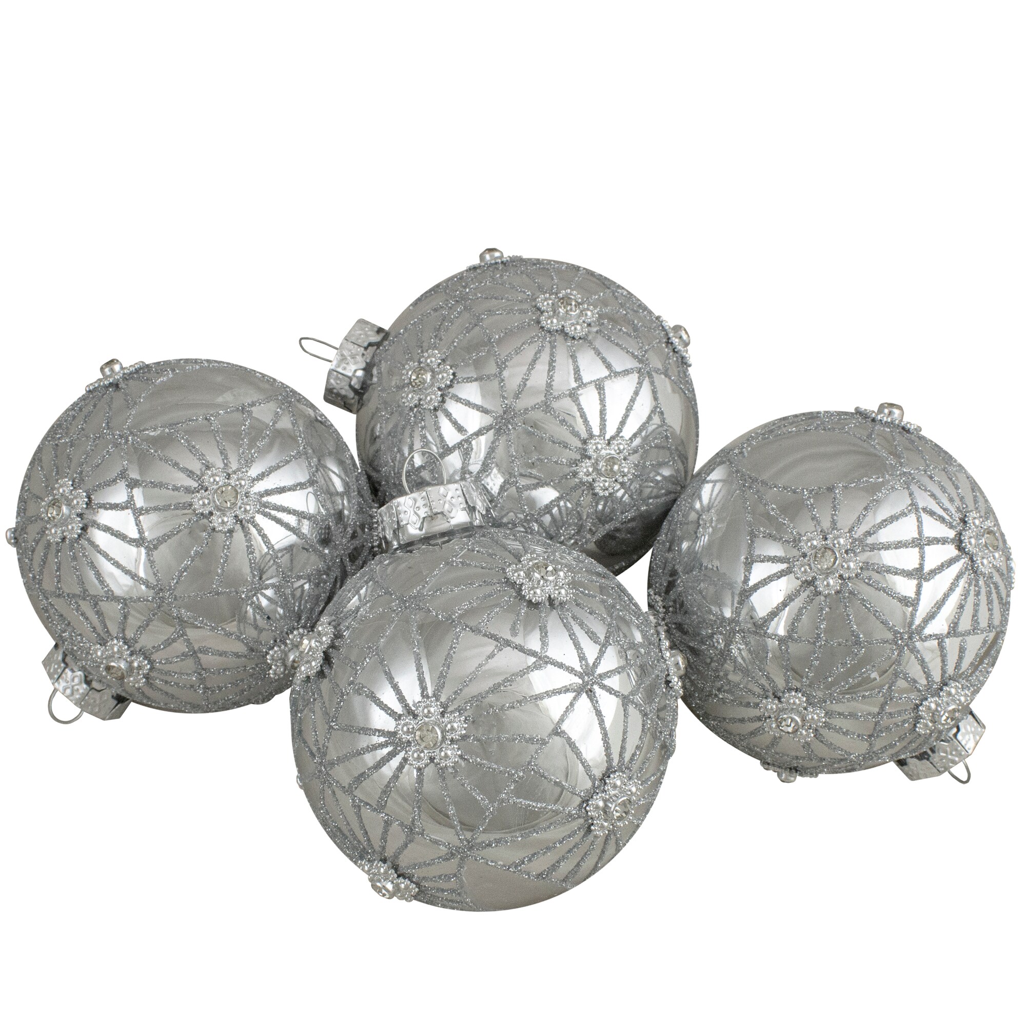 Northlight 34313339 4 -Pack Silver Ball Standard Indoor Ornament set