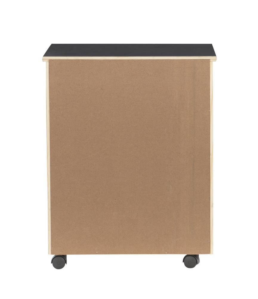 Cary Modern Black Pine Wood 6-Drawer Mobile Storage Cart