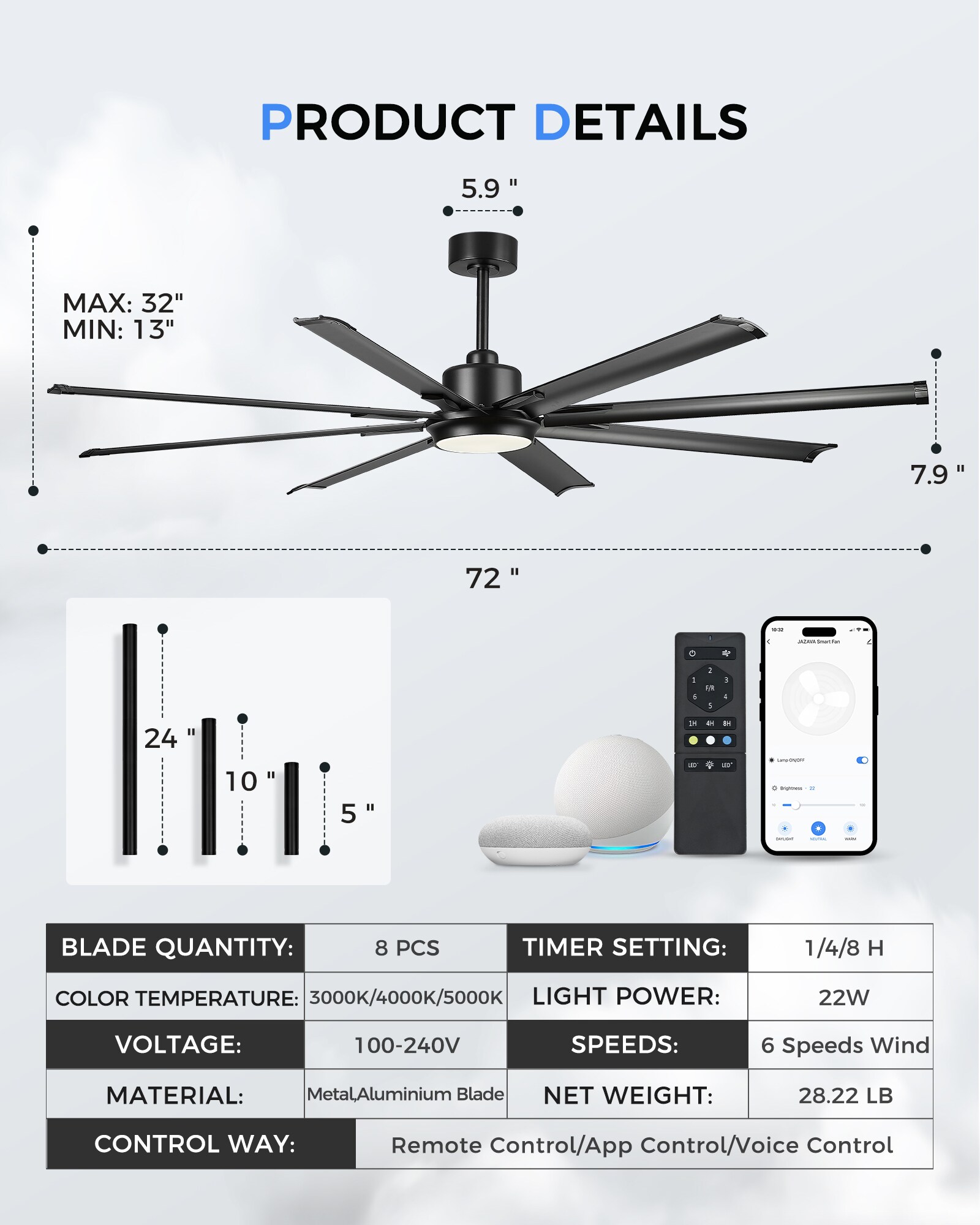 LTMATE LSLT-CF04BK-72 Ceiling-Fans - View #2
