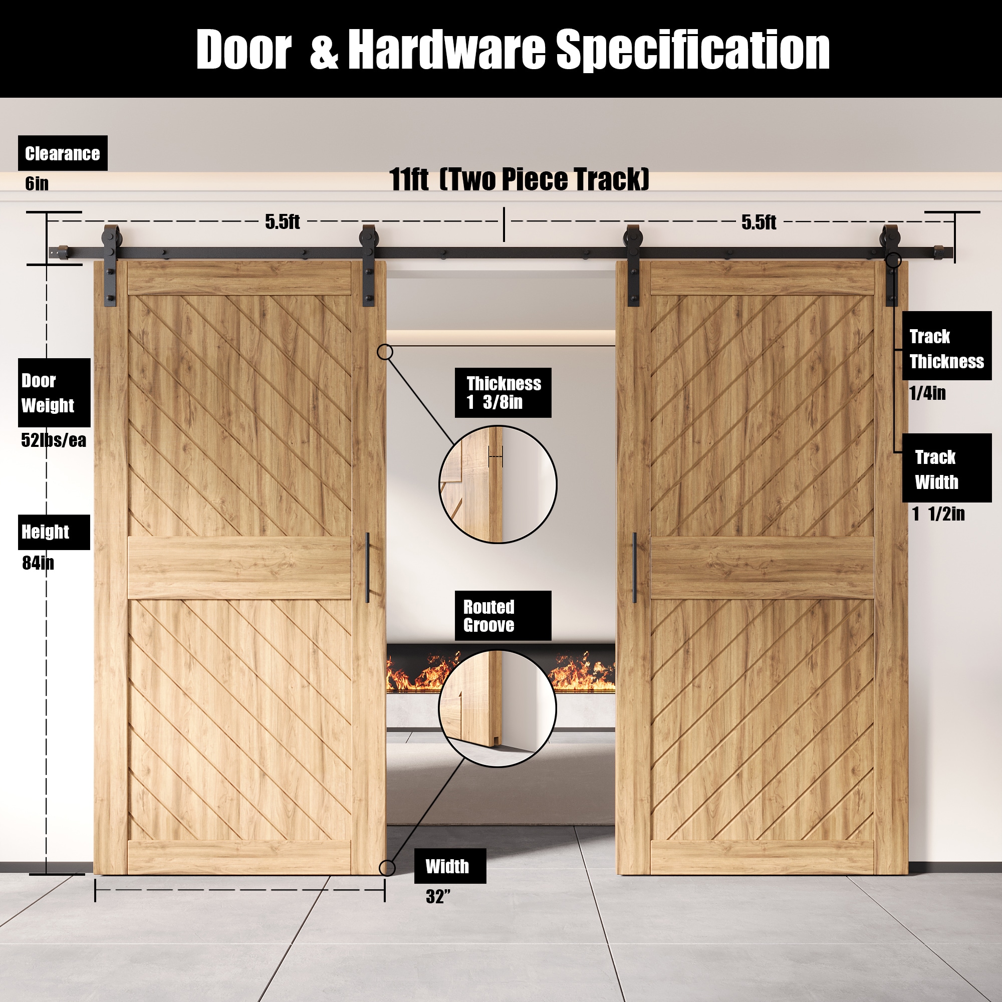 HOMACER YT2TGH132C-XT2-3284 Barn-Doors - View #2