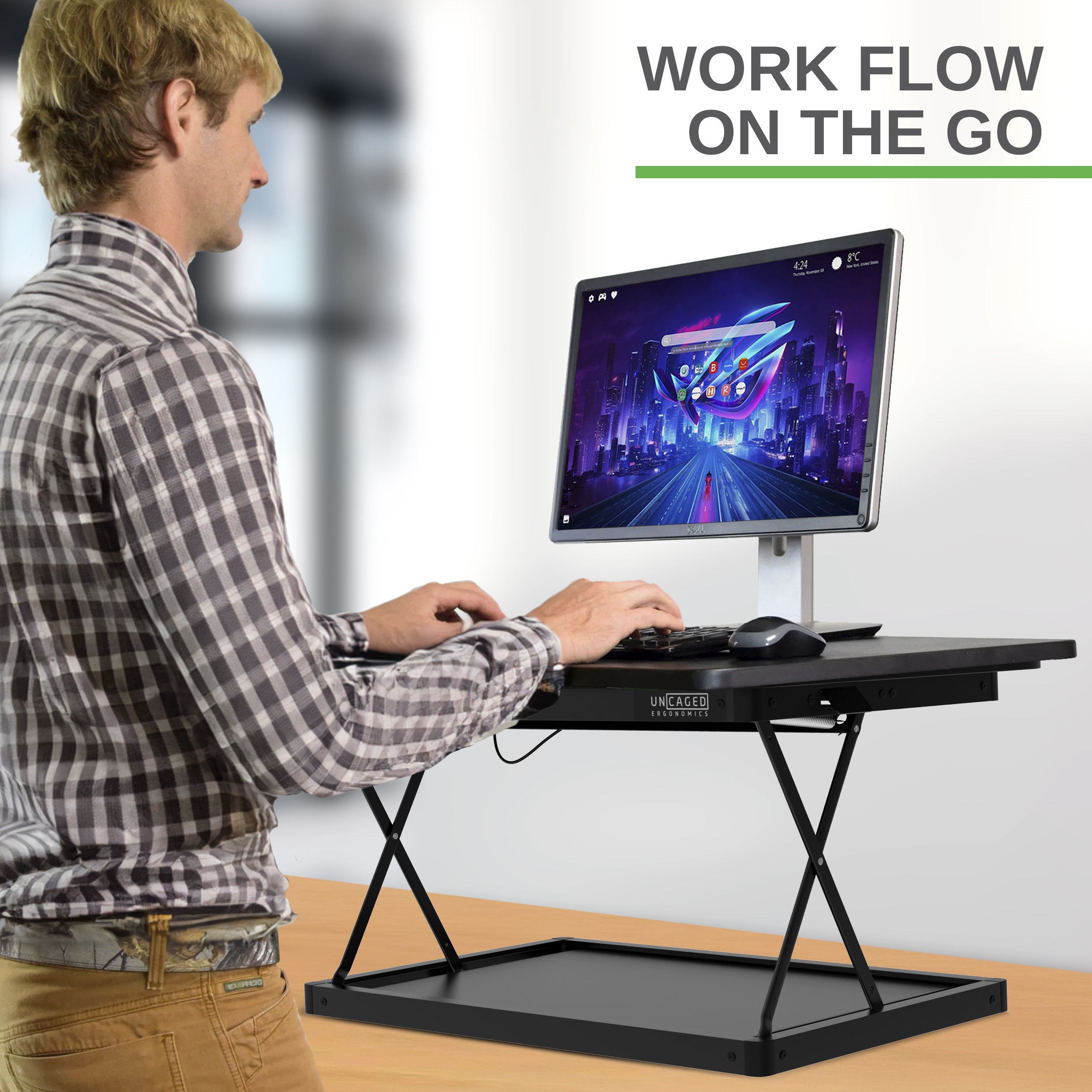 ErgoFlex Black Steel 27.5" Adjustable Height Standing Desk Converter