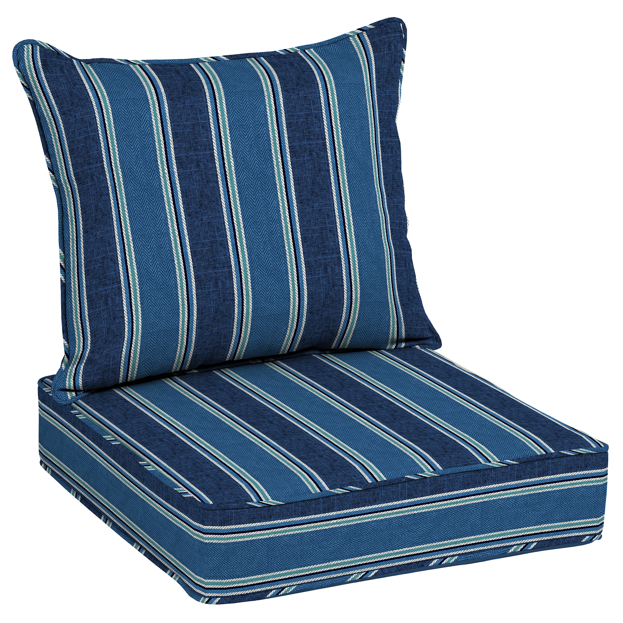 Allen Roth Woven Blue Stripe Deep Seat Set In The Patio Furniture Cushions Department At Com - Allen And Roth Patio Pillows
