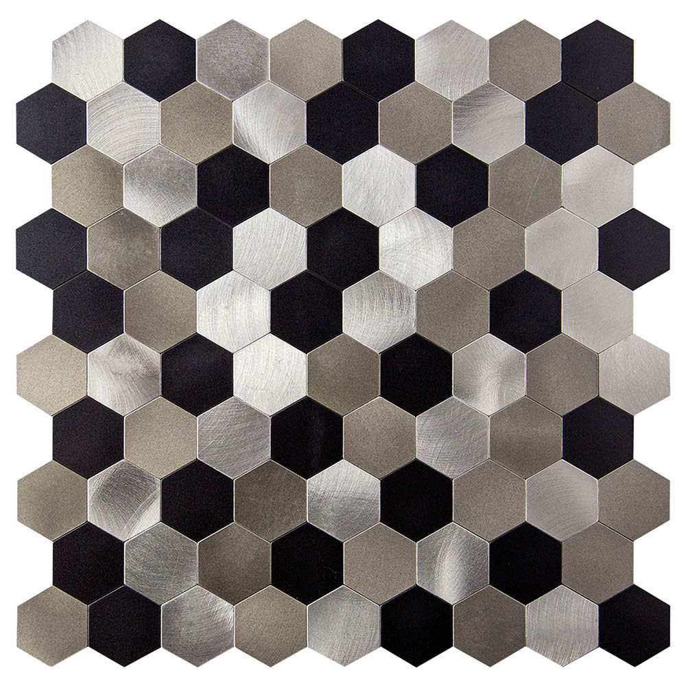 Peel&Stick Mosaics Metallica Hex 12-in x 12-in Matte Metal Hexagon Peel ...