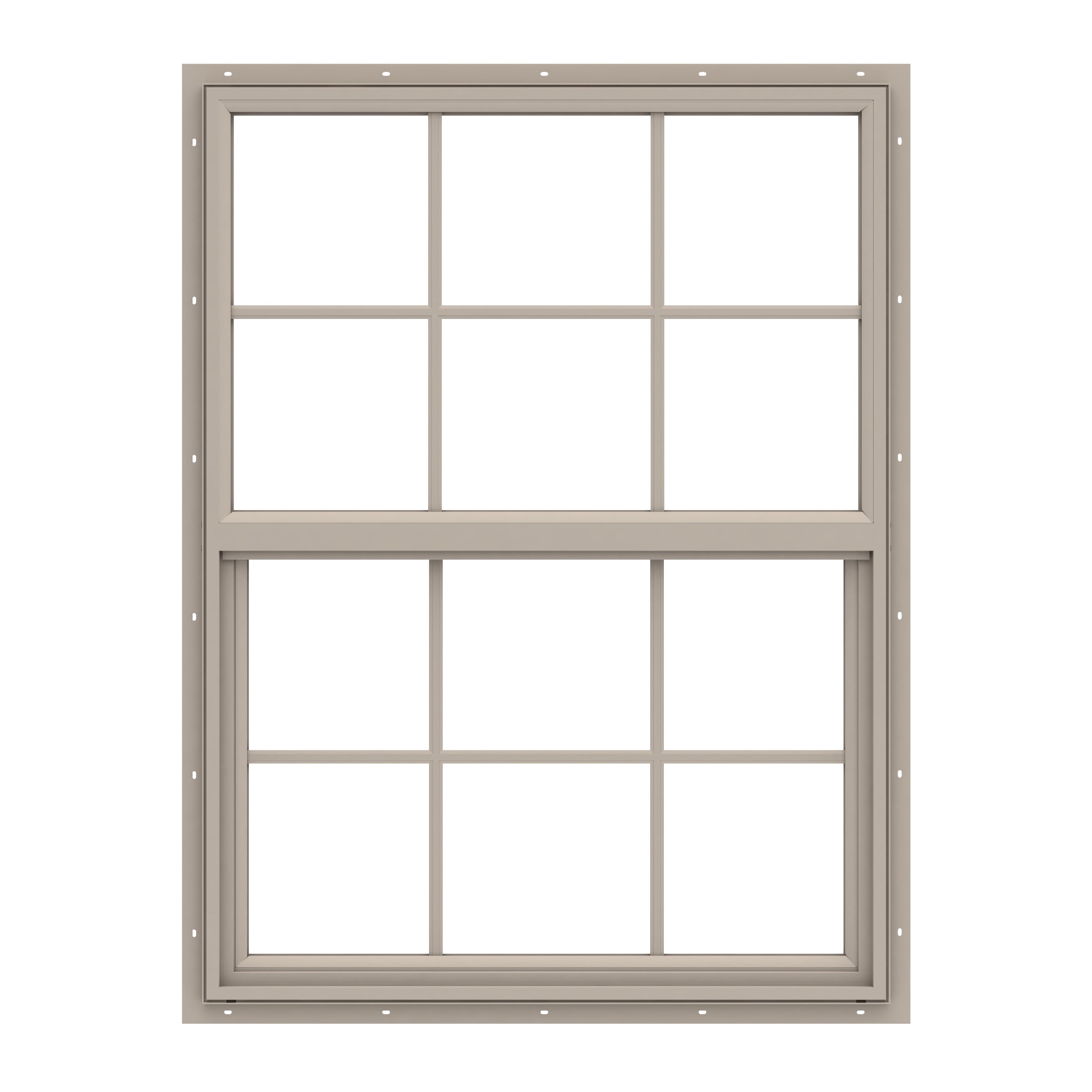 Pella 150 Series New Construction 23.5-in x 35.5-in x 2.6875-in Jamb Fossil Vinyl Low-e Argon Single Hung Window with Grids Half Screen Included -  1000011097