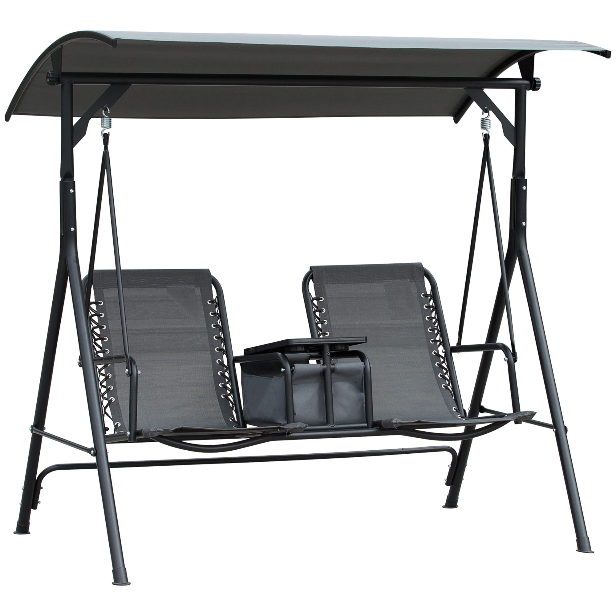 GZMR GZ-AB-74129 2-Seat Patio Swing Chair 2 -person Gray Steel Outdoor Swing