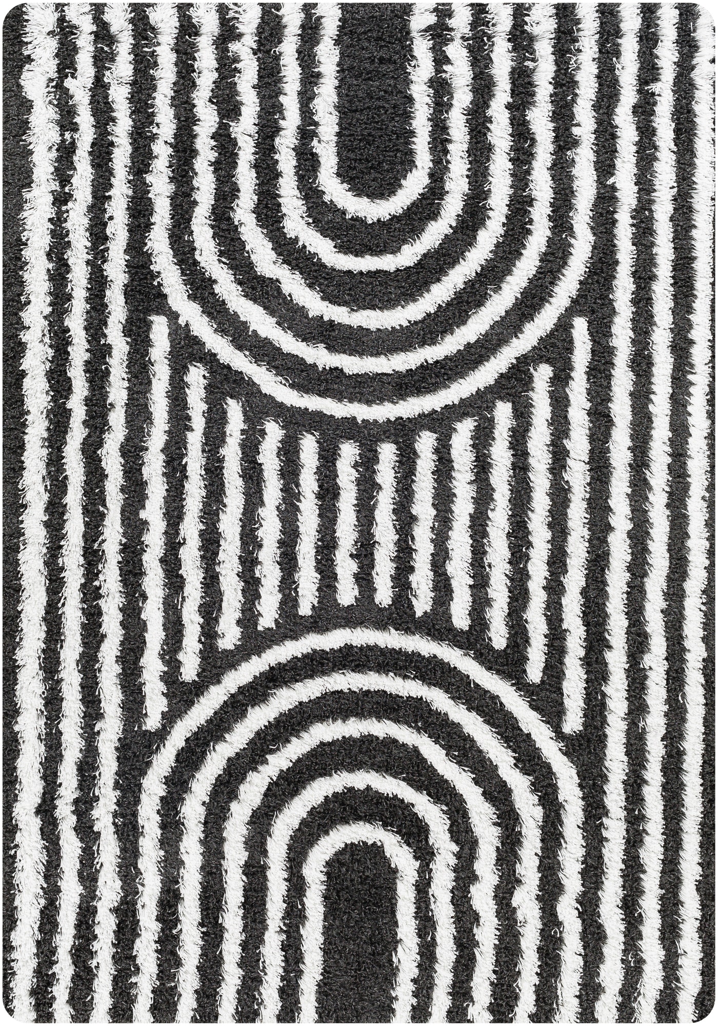 Livabliss USG2318-710103 Urban Shag 8 x 10 (ft) Polypropylene Black Rectangular Indoor Geometric Moroccan Area rug