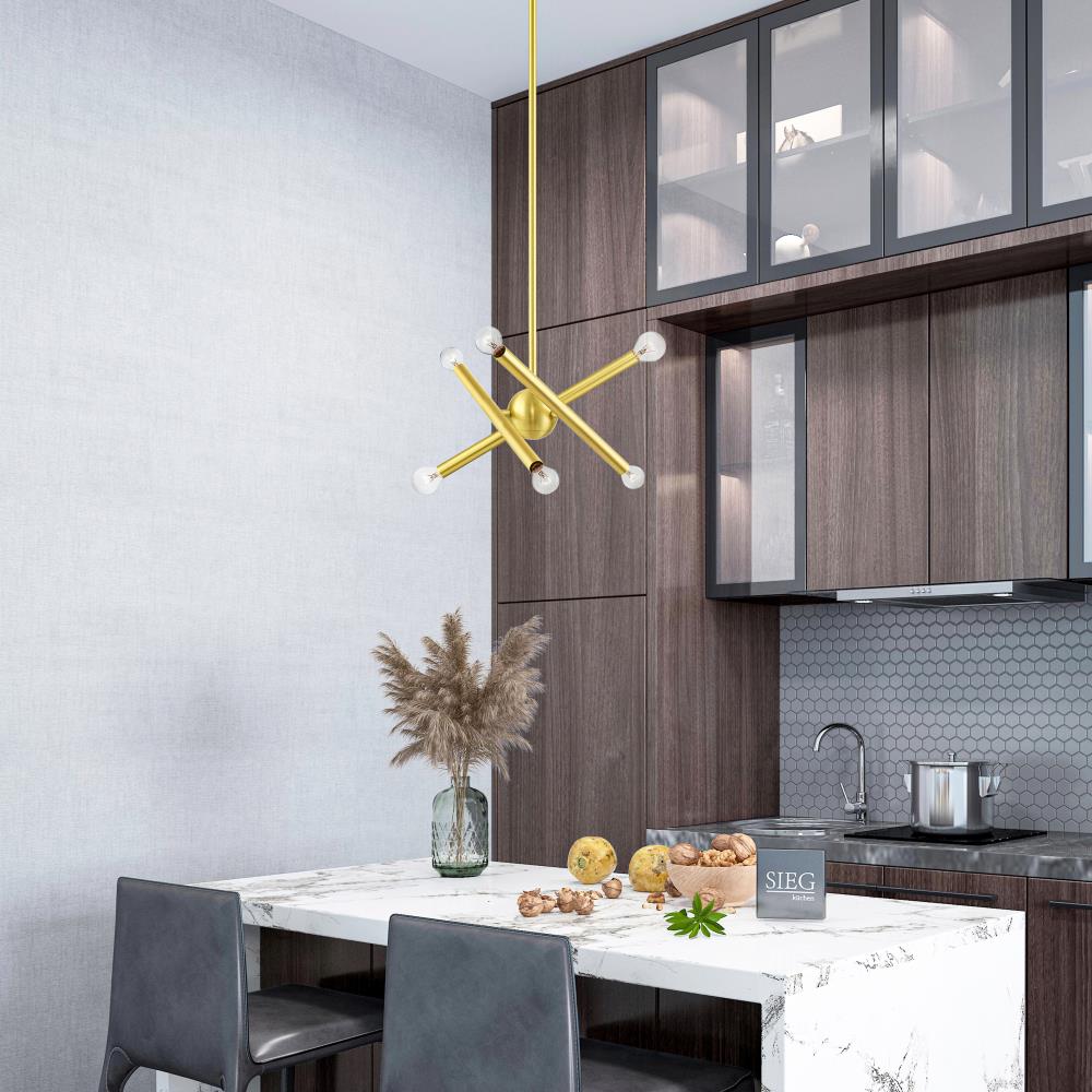 Soho Satin Brass Mini Sputnik 6-Light Chandelier