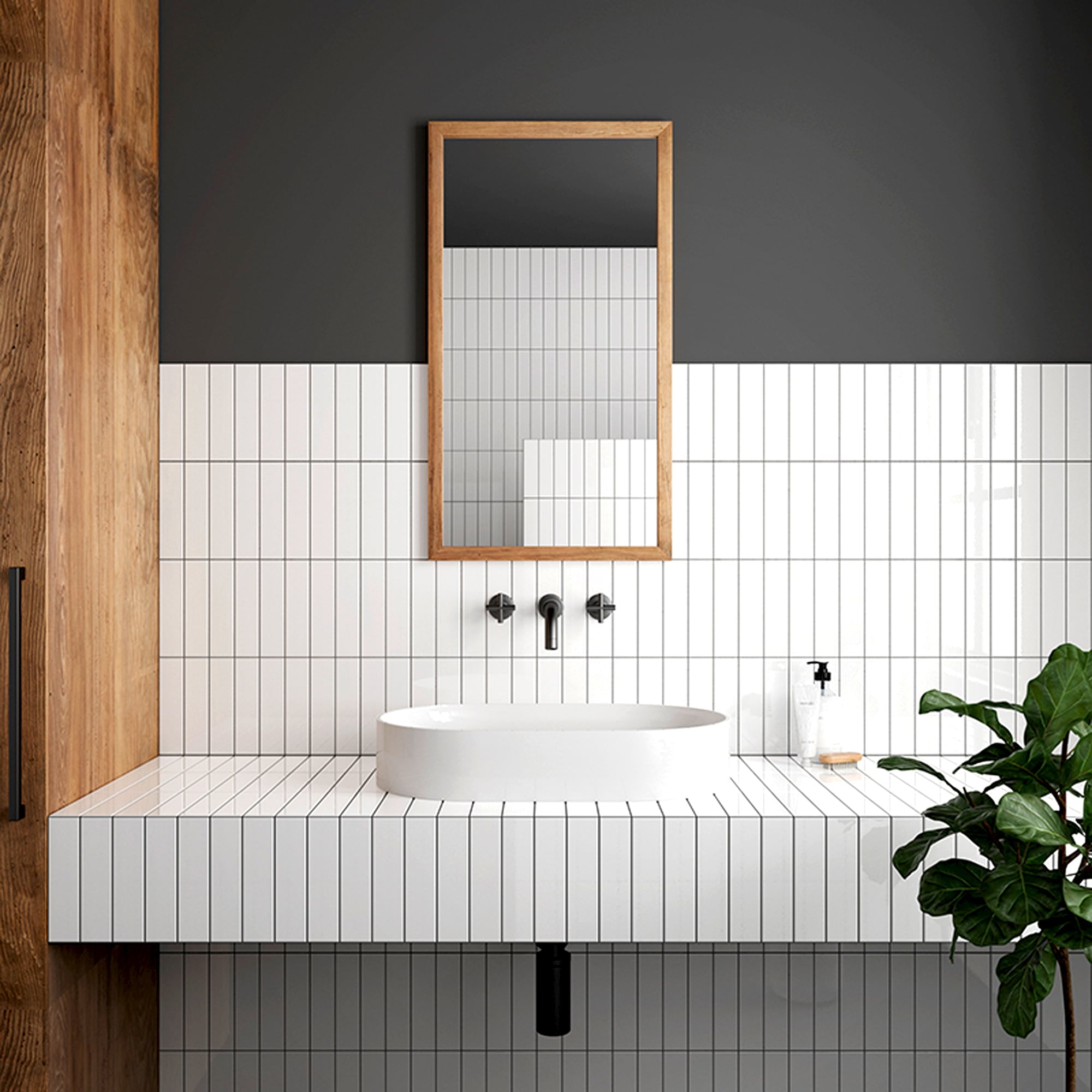 Glossy White Ceramic Subway Wall Tile 1.97'' x 7.87''