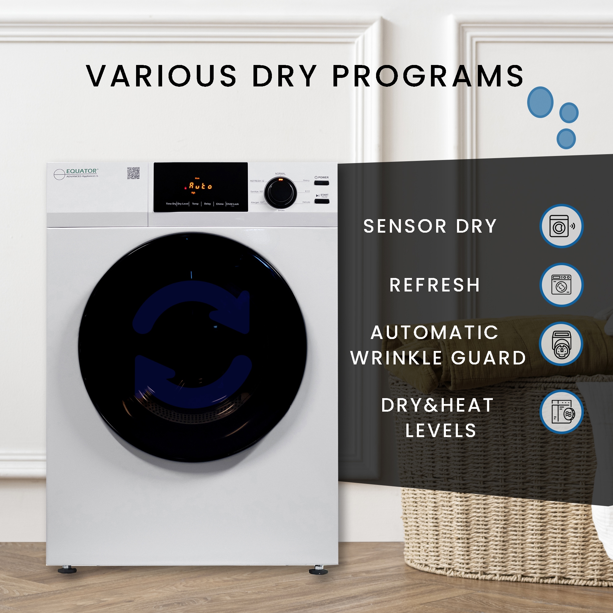 Equator 24" White Portable Vented Dryer with Moisture Sensing