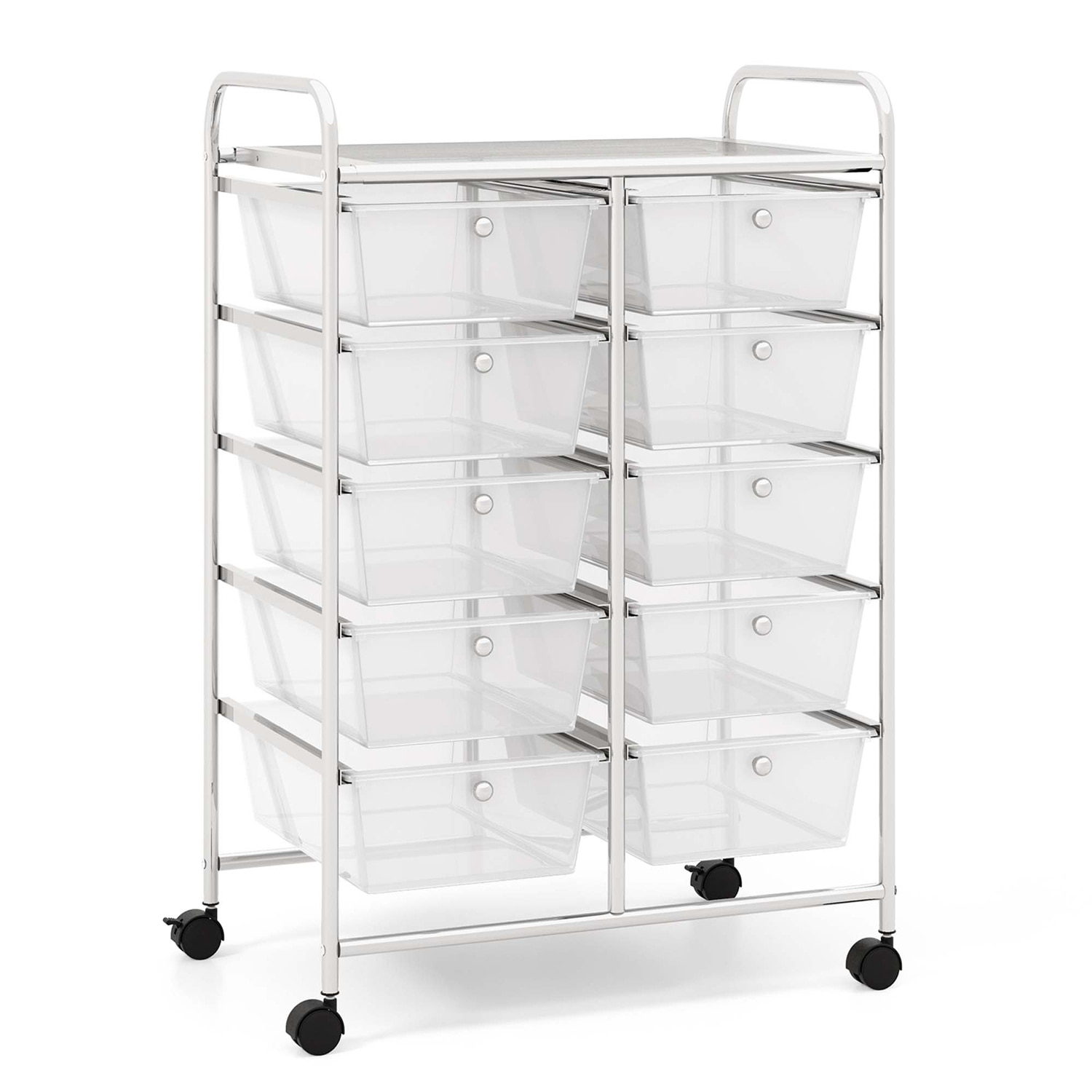 Costway CSHY000327 10-Drawer Storage Cart Utility Rolling Trolley Kitchen Organizer Clear