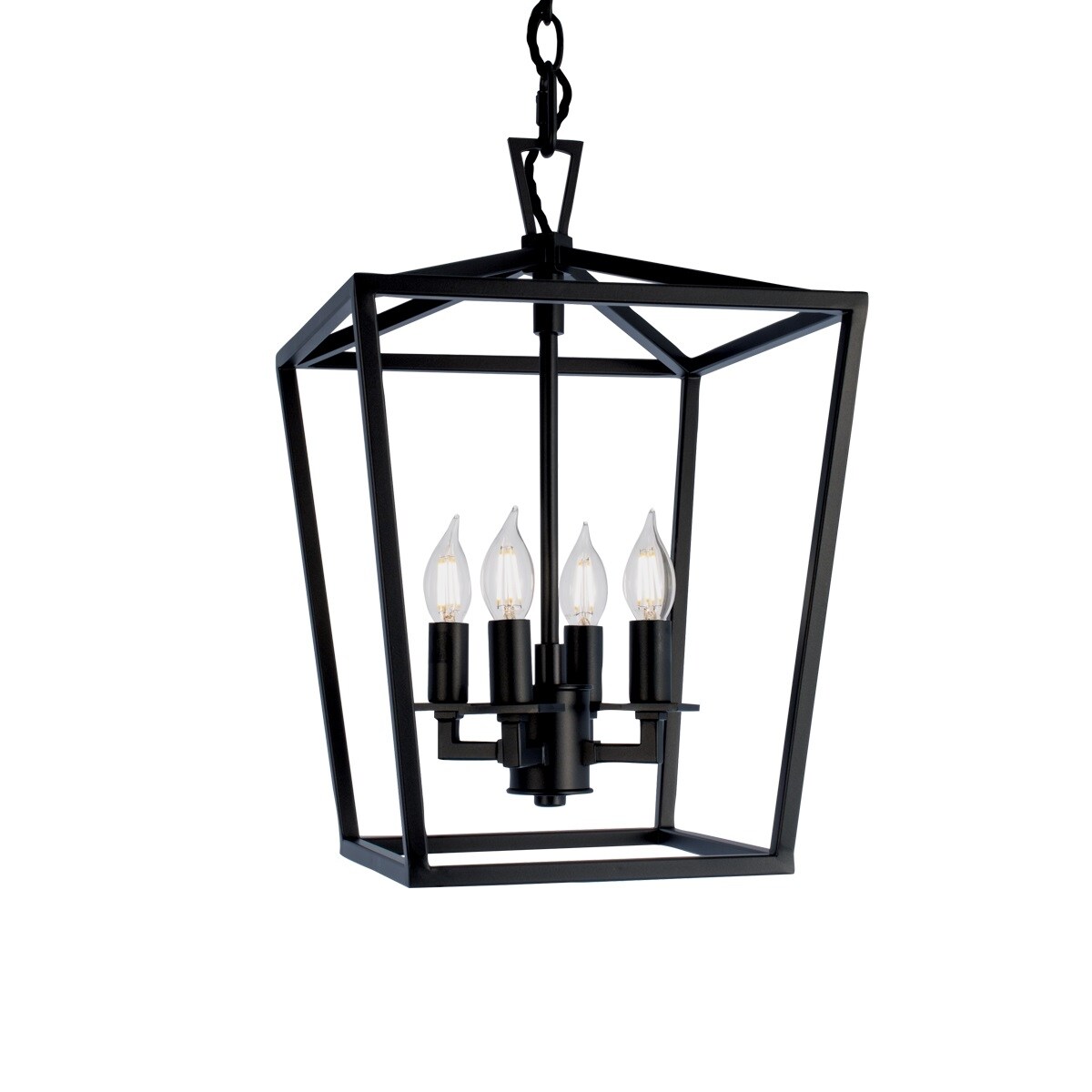 Norwell Lighting 1080-MB-NG Cage 4 -Light Matte Black Transitional Square Medium Hanging Pendant light