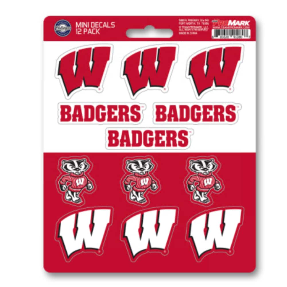 Logo Brands University of Wisconsin Mini Decal 12-pk