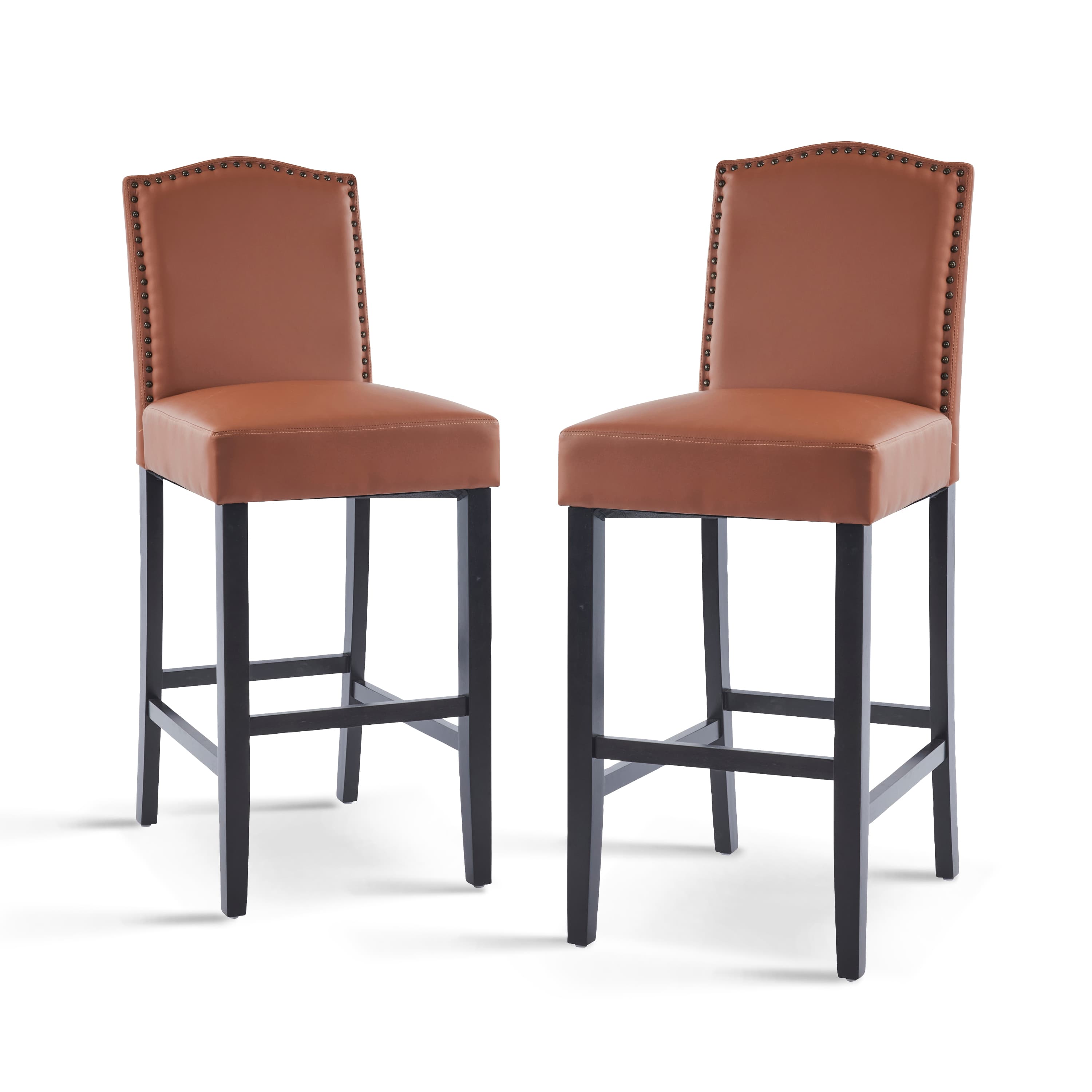 Vynxaria LEXY0164-DJCY-2BRB Brown Barstools Set of 2 Dining Chair