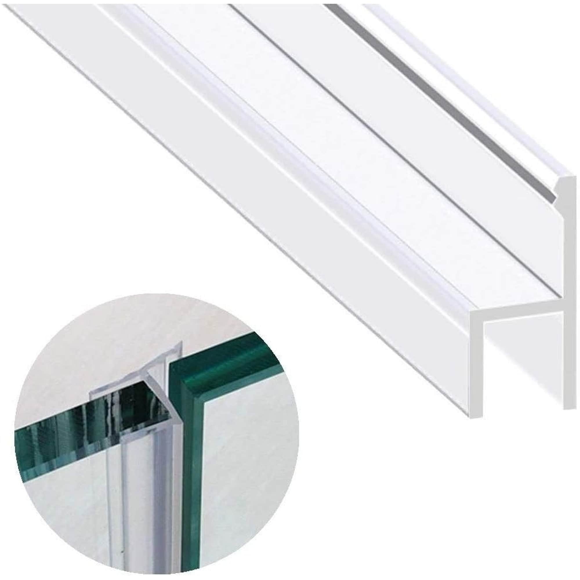 Numhew 120in L 0.8in W 0.3in Th 3-Function Transparent Shower Glass Door Seal Strip