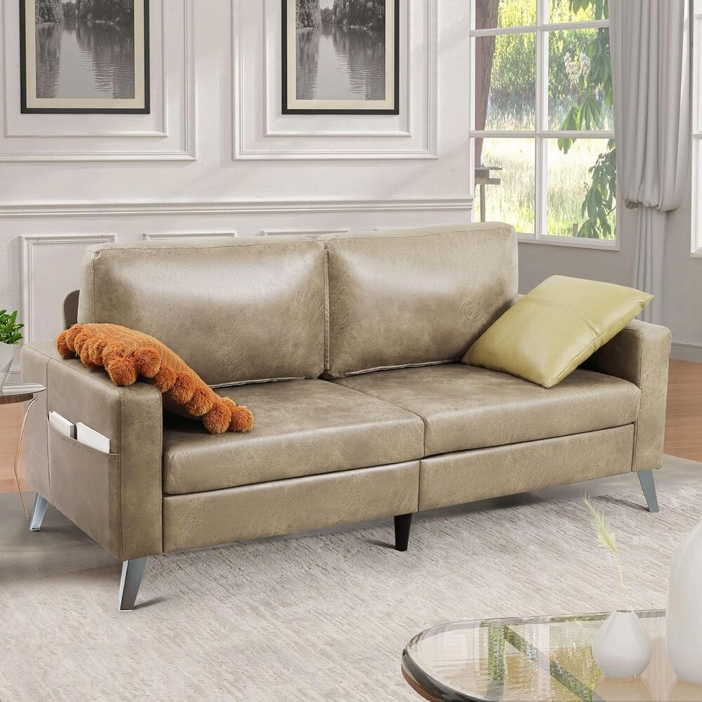 AECOJOY 13136GCR-LS01 79-in Midcentury Beige 2 -seater Reclining Sofa