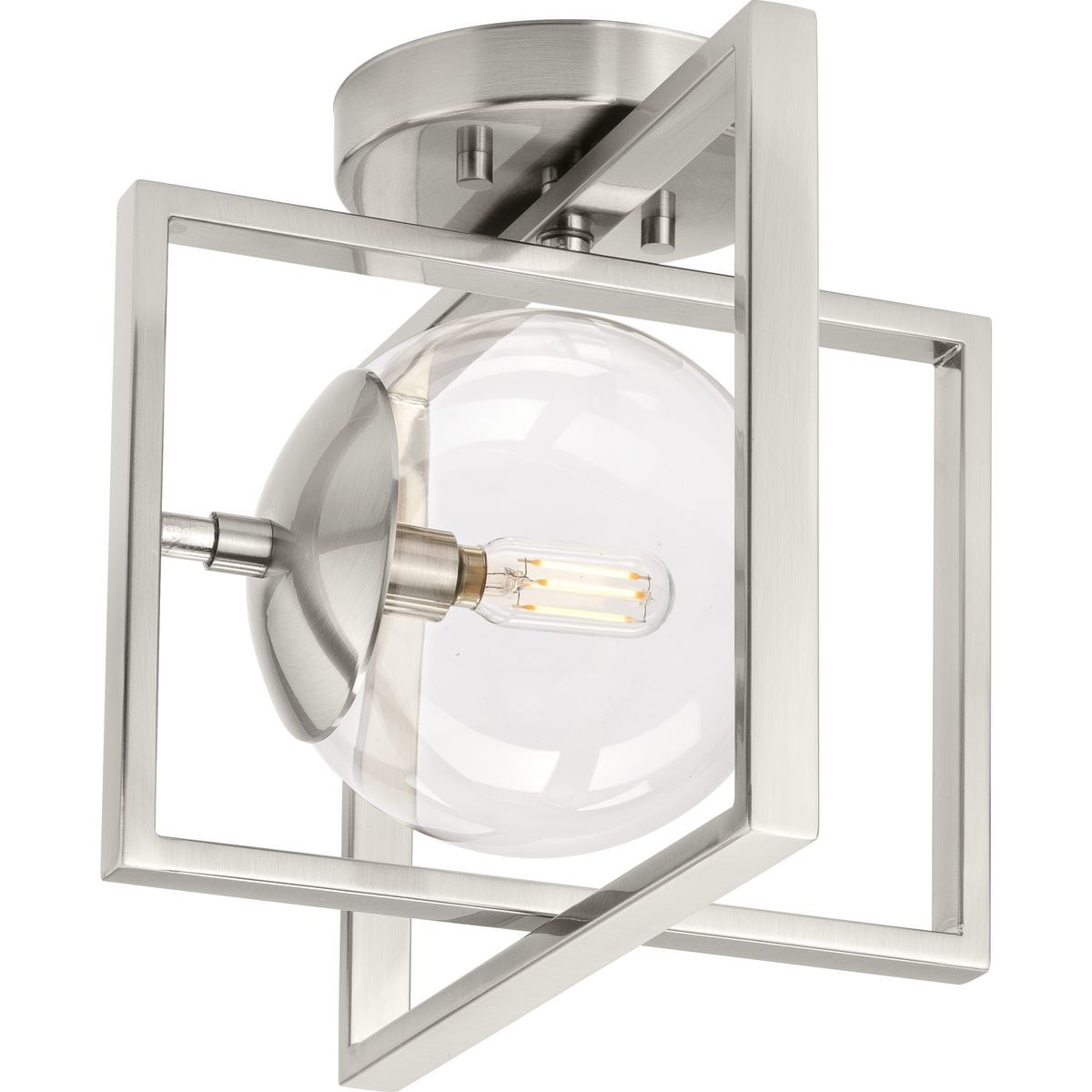 Progress Lighting P350218-009 Atwell 1 -Light 10-in Brushed Nickel Semi Flush Mount Light