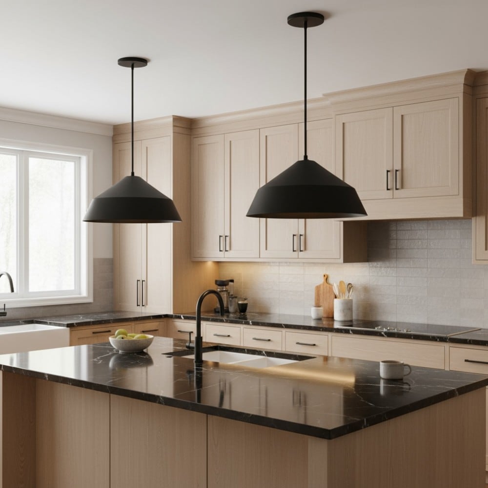 Basdien 22 in Black Integrated LED Pendant Light 25W 1500 Lumens 5 Color Temperature Selectable Dimmable Etched White Glass Globe for Kitchen Island Dining Room Home Decor Farmhouse Style Energy Efficient Easy Install Ceiling Light