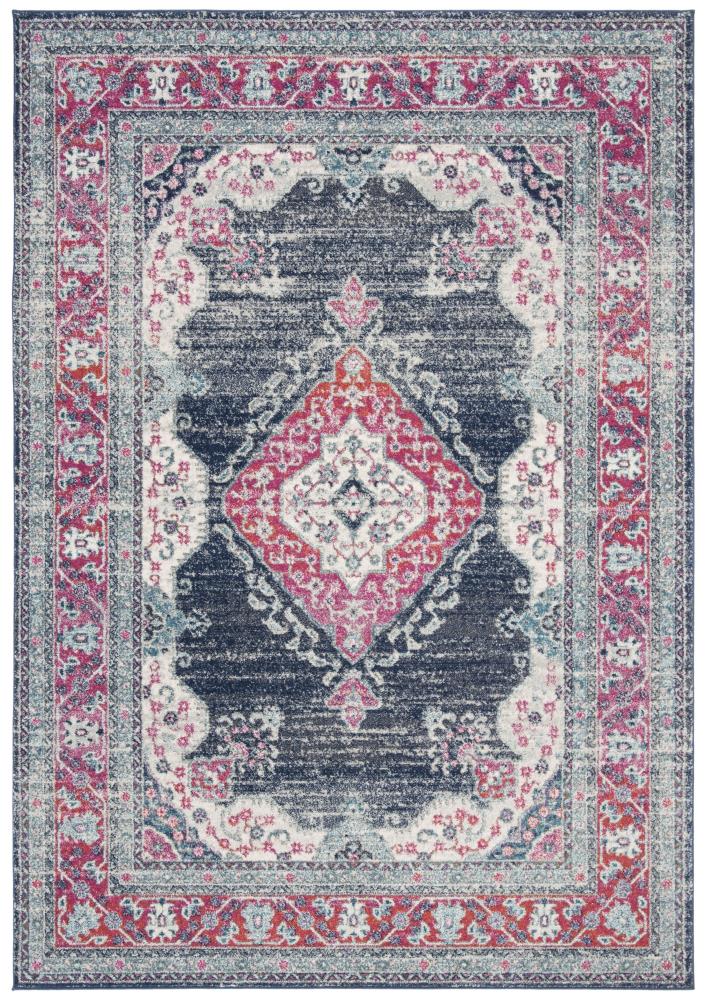 Safavieh EVK250R-8 Evoke Ashley 8 x 10 (ft) Loomed Synthetic Fuchsia/Navy Rectangular Indoor Distressed/Overdyed Vintage Area rug