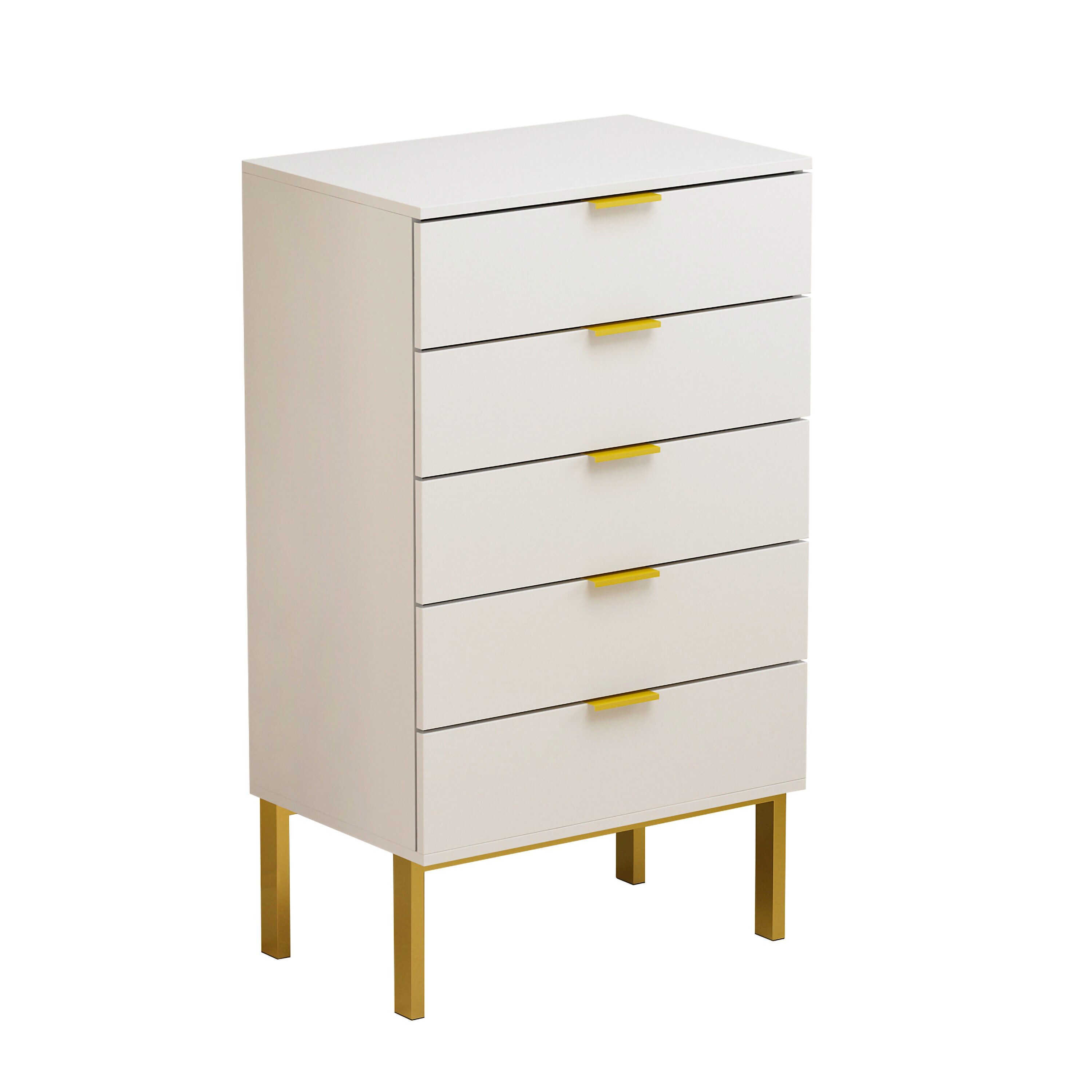 FUFU&GAGA White 5-Drawer 33.5 in. Width, Wooden Stylish Chest of