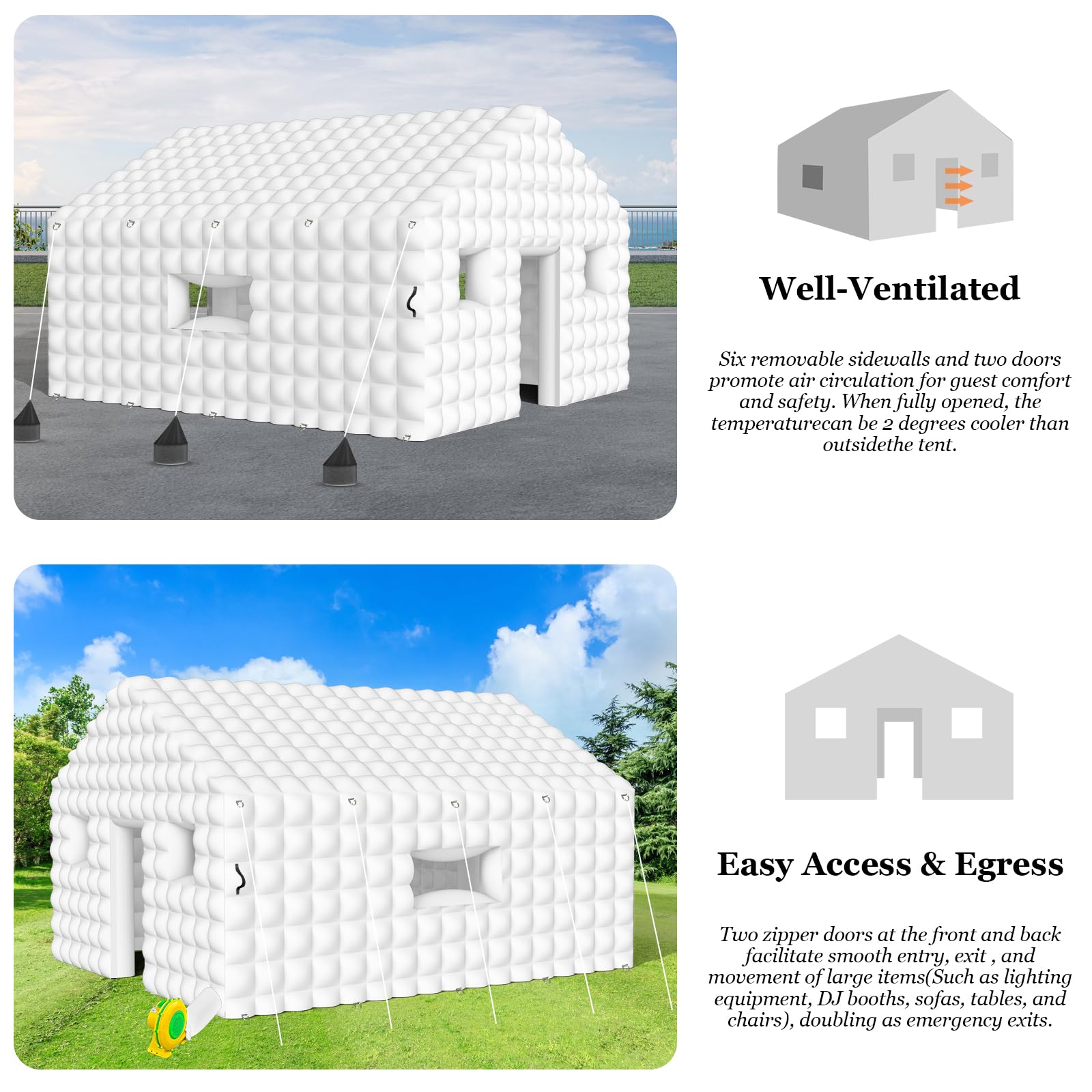 Anqtovp Inflatable Nightclub 20x16.8x12 Ft Large White Party Club Tent ...