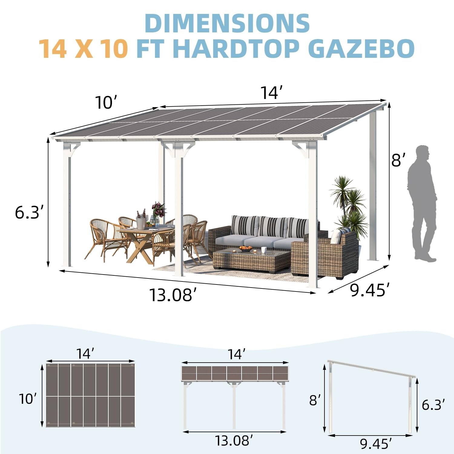 AECOJOY 16304WH-LS01 Wood-Resin-Gazebos - View #5
