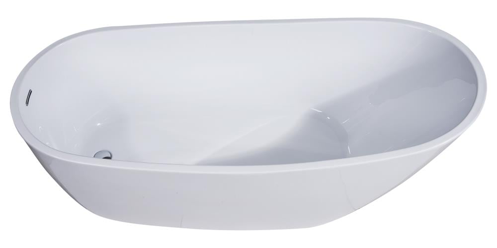 68'' White Freestanding Acrylic Soaking Bathtub