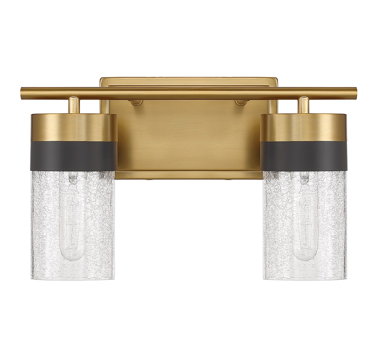 Warm Brass and Crackled Glass 2-Light Vanity Fixture