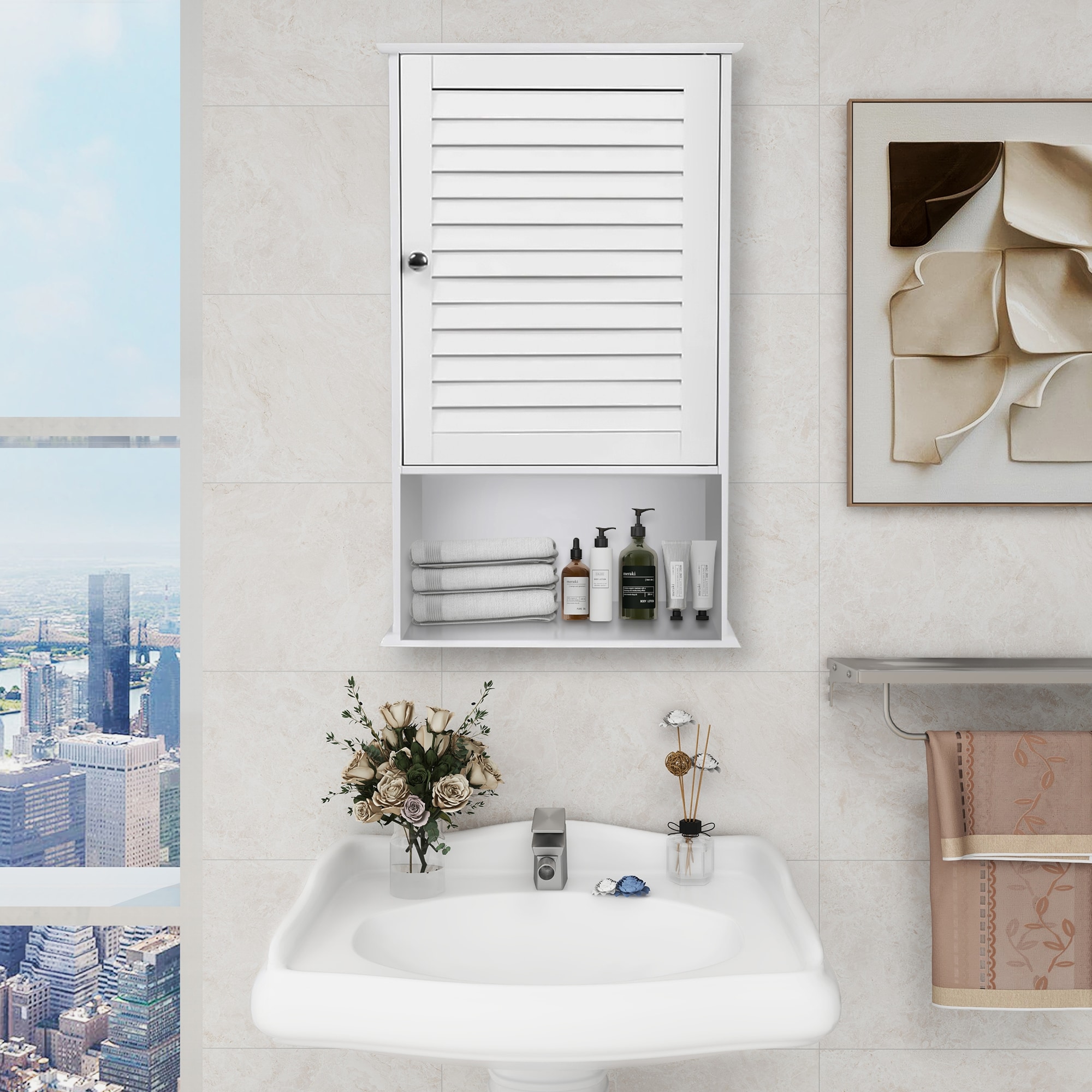 WELLFOR BTJ7597WH Bathroom-Wall-Cabinets - View #4