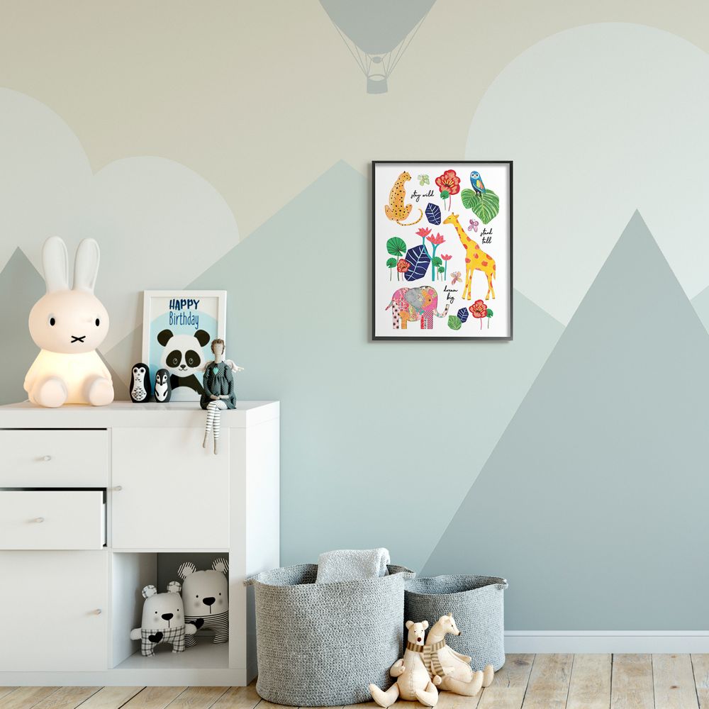 Colorful Jungle Animal Canvas Art with Motivational Quotes for Kids
