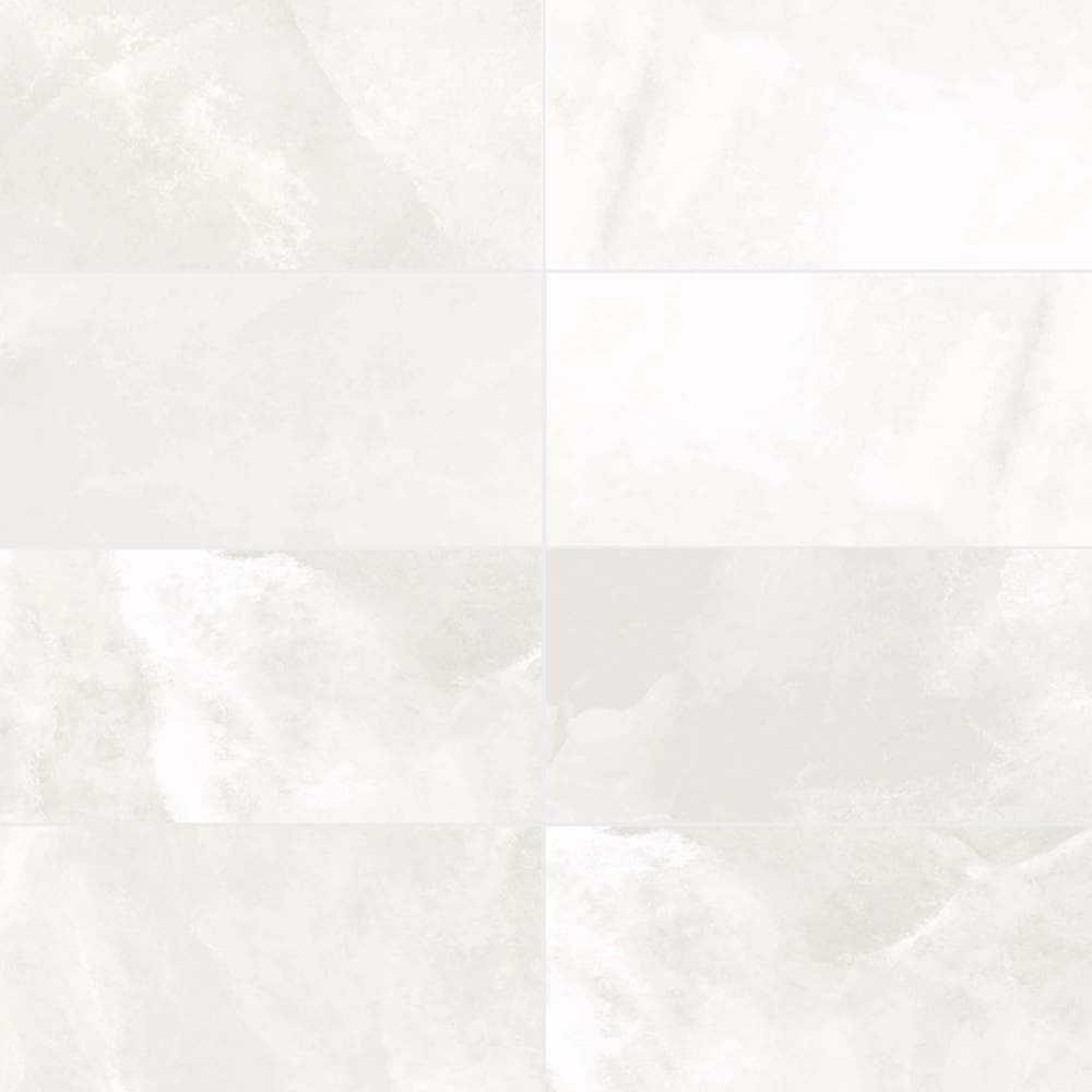 The Tile Life SONYX1224GW Sample- Geo Lush White 4-in x 4-in Glossy Porcelain Marble Look Floor and Wall Tile