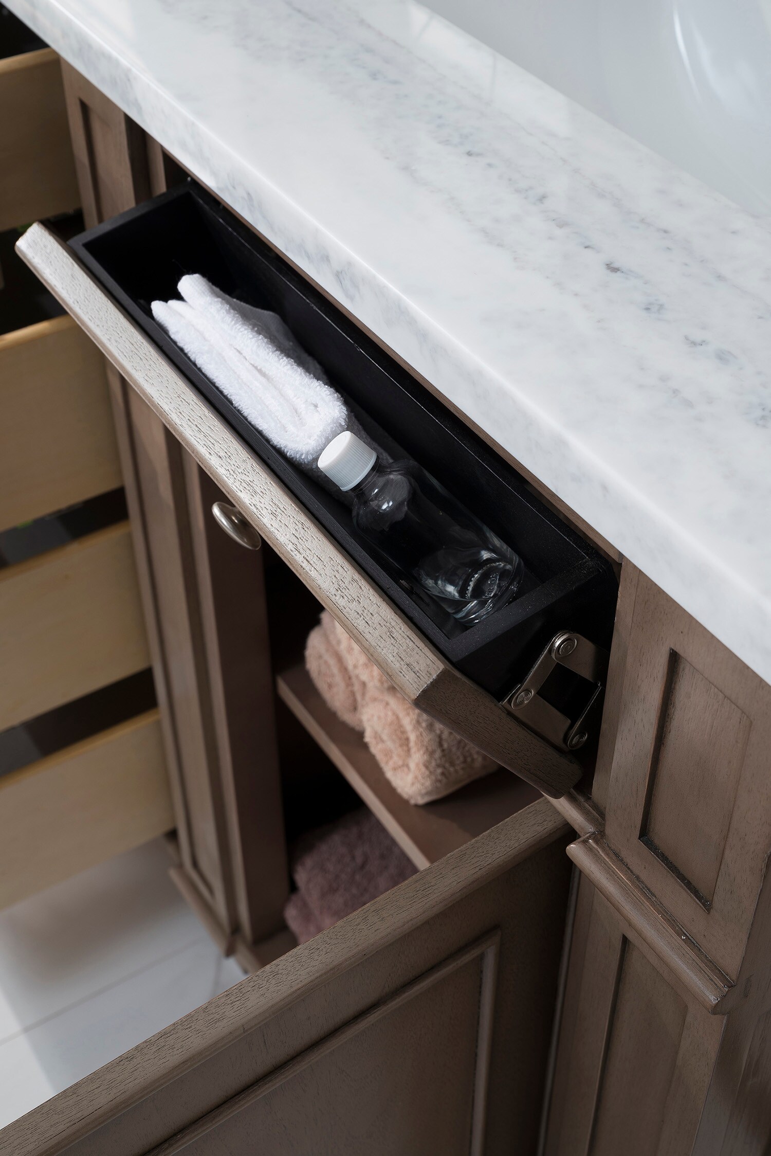 Bristol 60" Dark Wood Double Vanity with Arctic Fall Top
