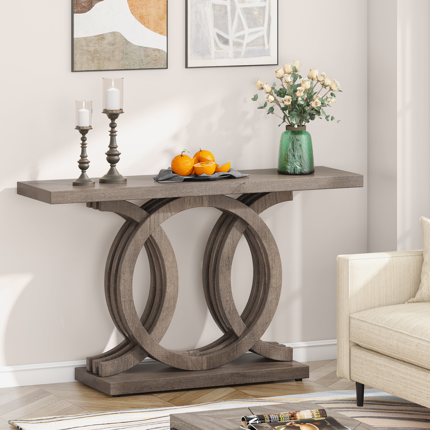 Fnova LWTJ-JW0496 Console table Farmhouse Finished Console table