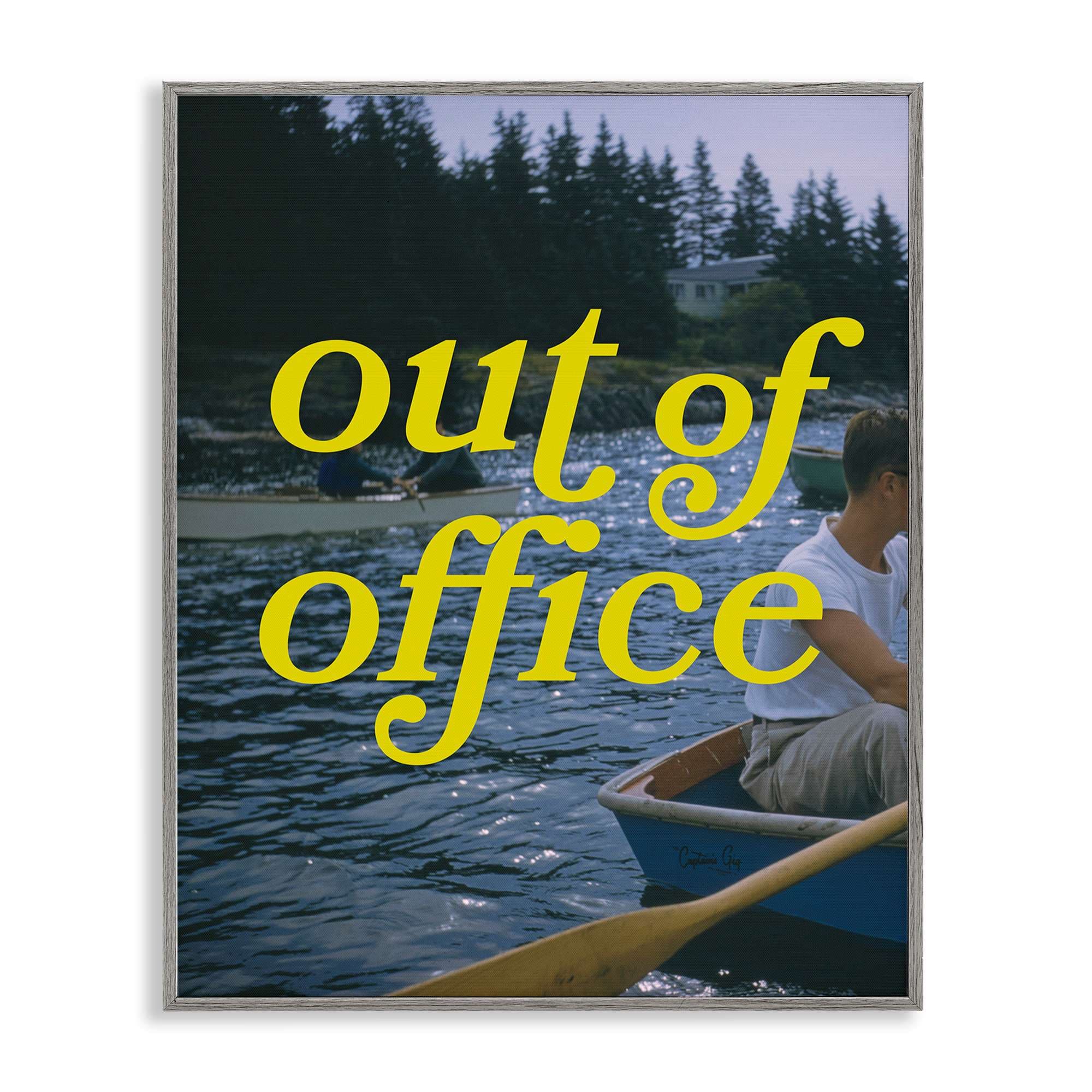 Stupell Industries BS-379-GFF-24X30 Out of Office Lake View Gray Framed Giclee Art By Victoria Barnes 24 x 30