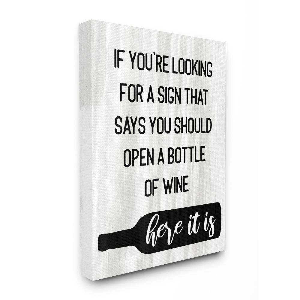 Sign to open bottle of wine phrase alcohol humor Wall Art at Lowes.com