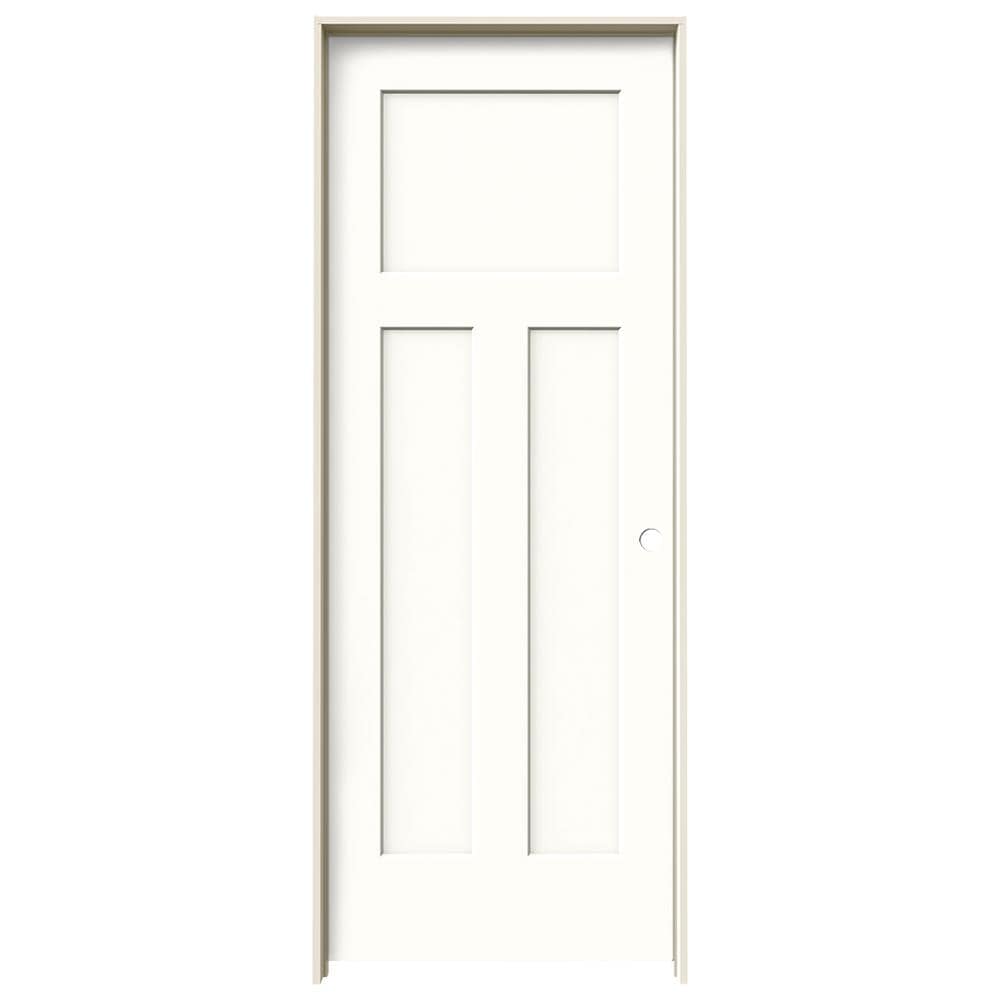 JELD-WEN 24-in x 80-in Modern White Hollow Core 3-panel Craftsman Left Hand Smooth Prefinished Molded Composite Flat Jamb Single Prehung Interior Door -  LOWOLJW137100166