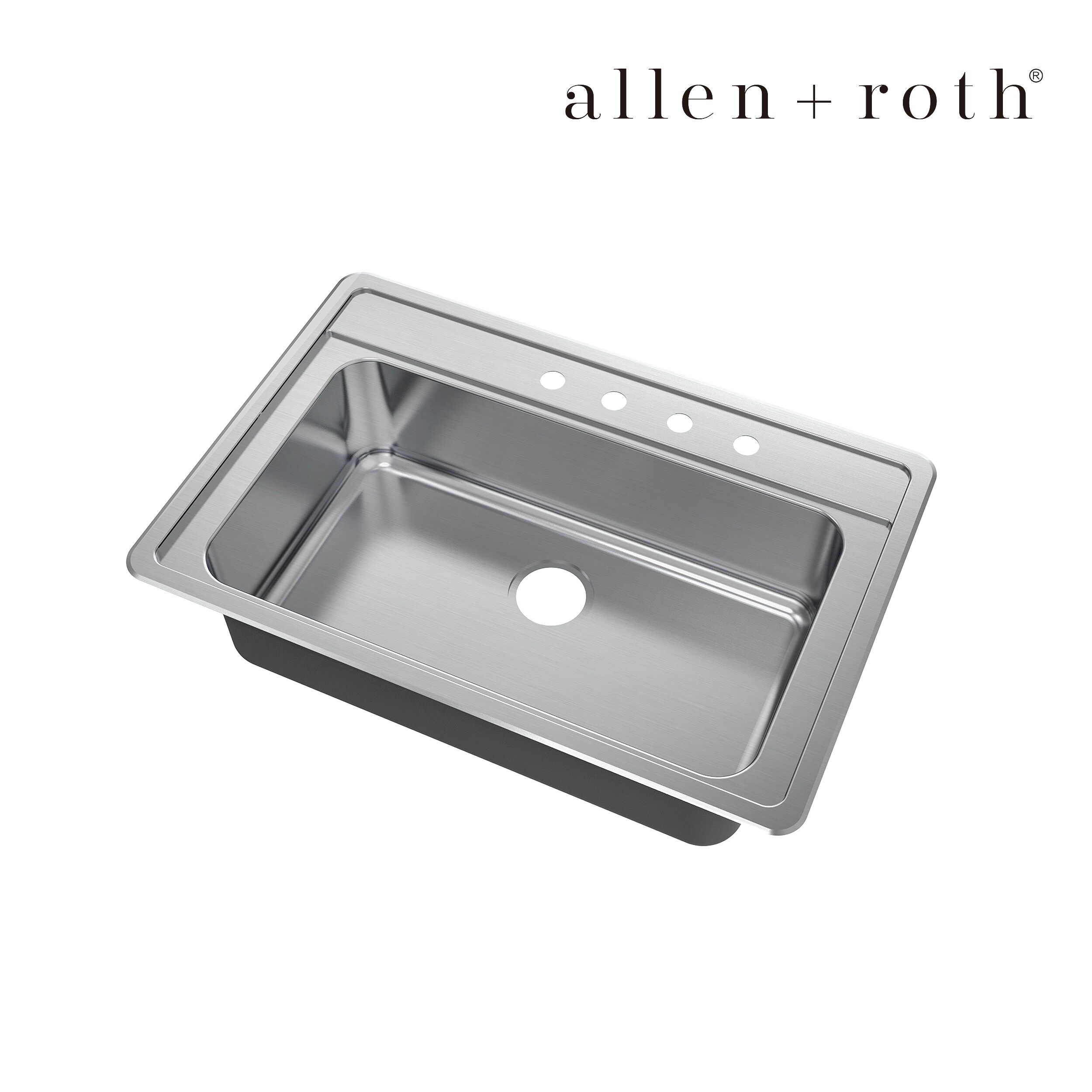 allen + roth Fenway Drop-In 33-in x 22-in Stainless Steel Single Bowl 4-Hole Kitchen Sink