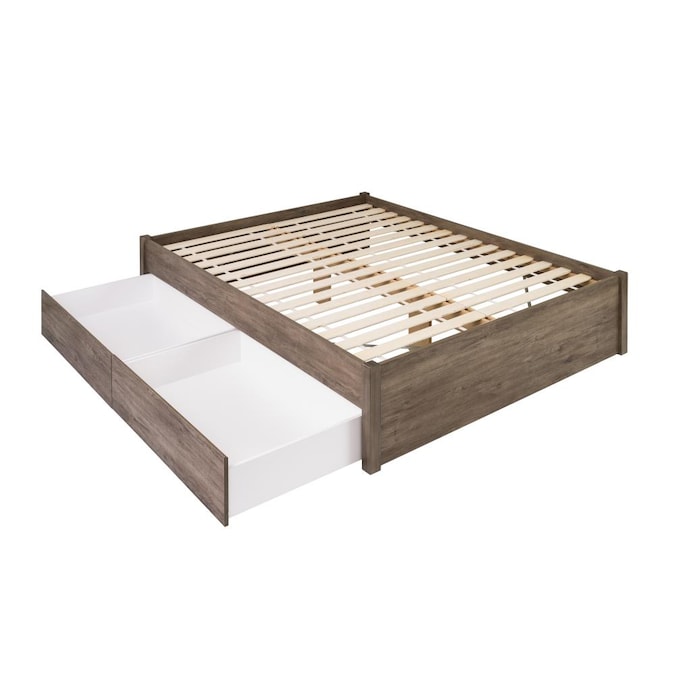 Prepac Select Drifted Gray Queen, Wooden Queen Bed Frame With Storage