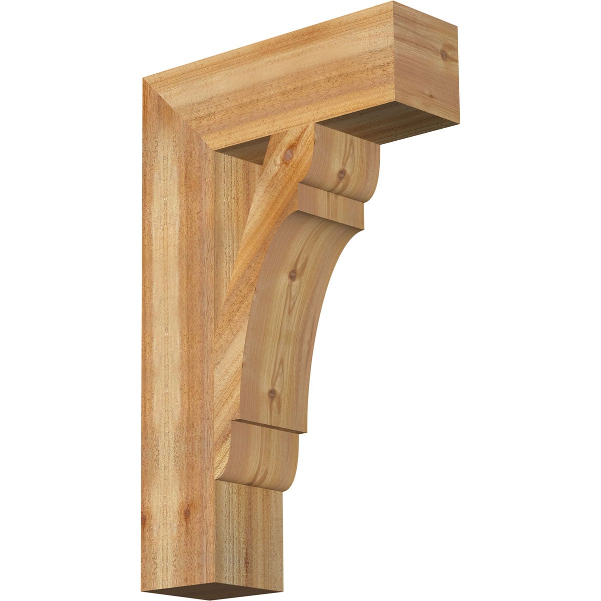 Ekena Millwork BKT06X20X32OLY05RWR Olympic block rough sawn 6-in x 20-in x 32-in Western red cedar Brown Wood Standard bracket