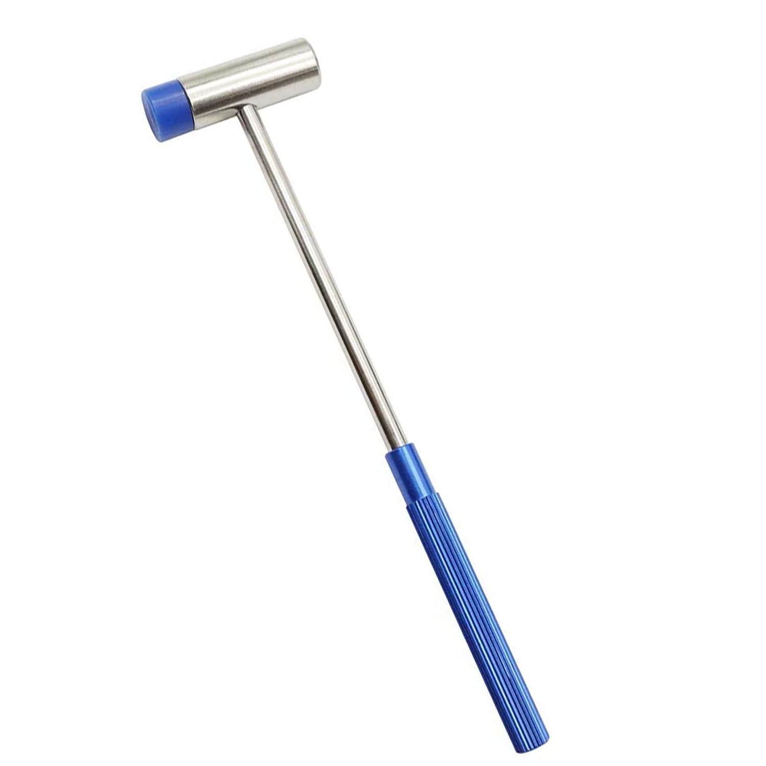 Linder Group Inc Dual Head Small Hammer 7 Inch Mini Mallet with Plastic and Metal Head Blue Stripe Grip for Jewelry Watch Repair Woodworking Leather Crafts DIY
