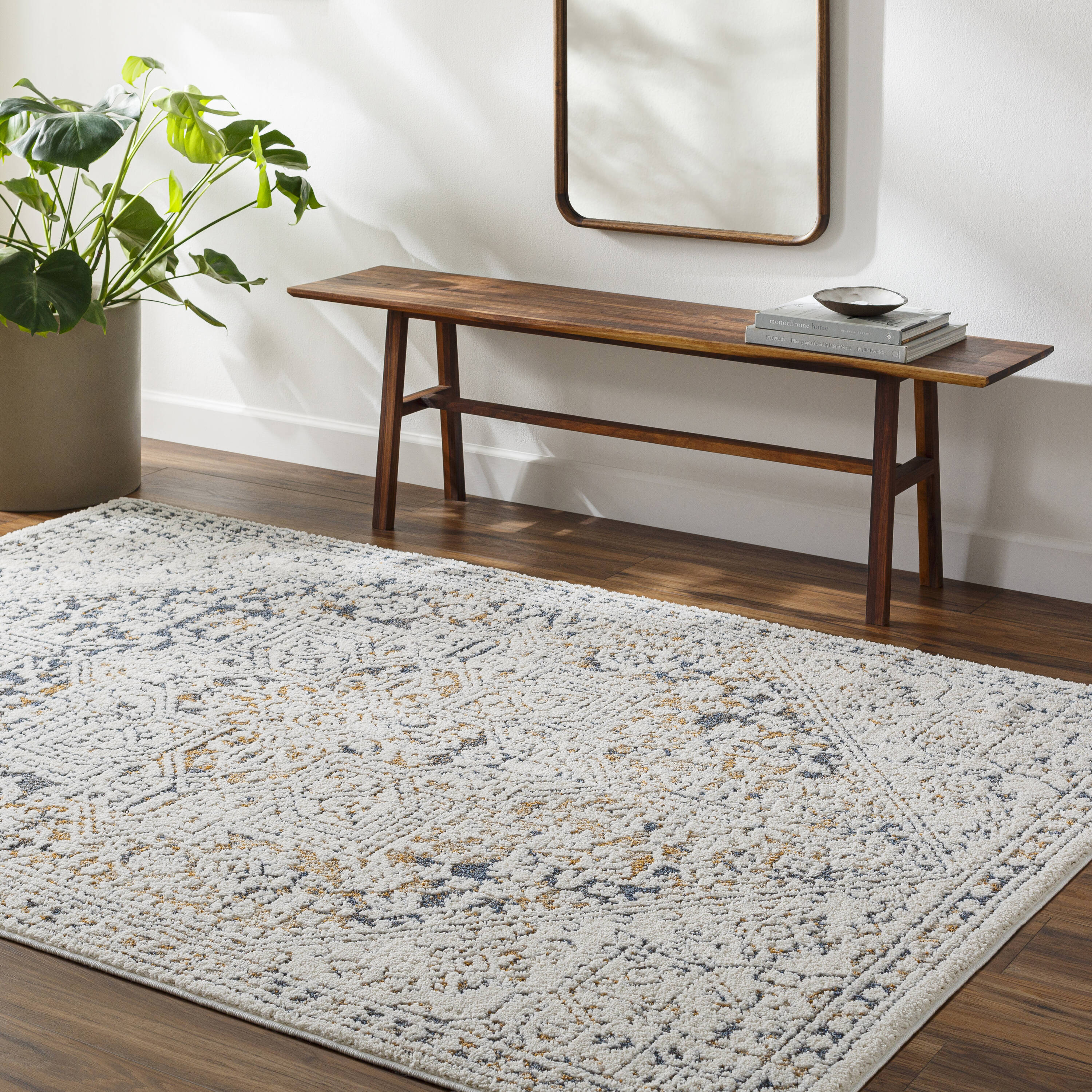 Livabliss VAT2306-71010 Valet 8 x 10 (ft) Polyester Cream Rectangular Indoor Medallion Mid-Century Modern Area rug